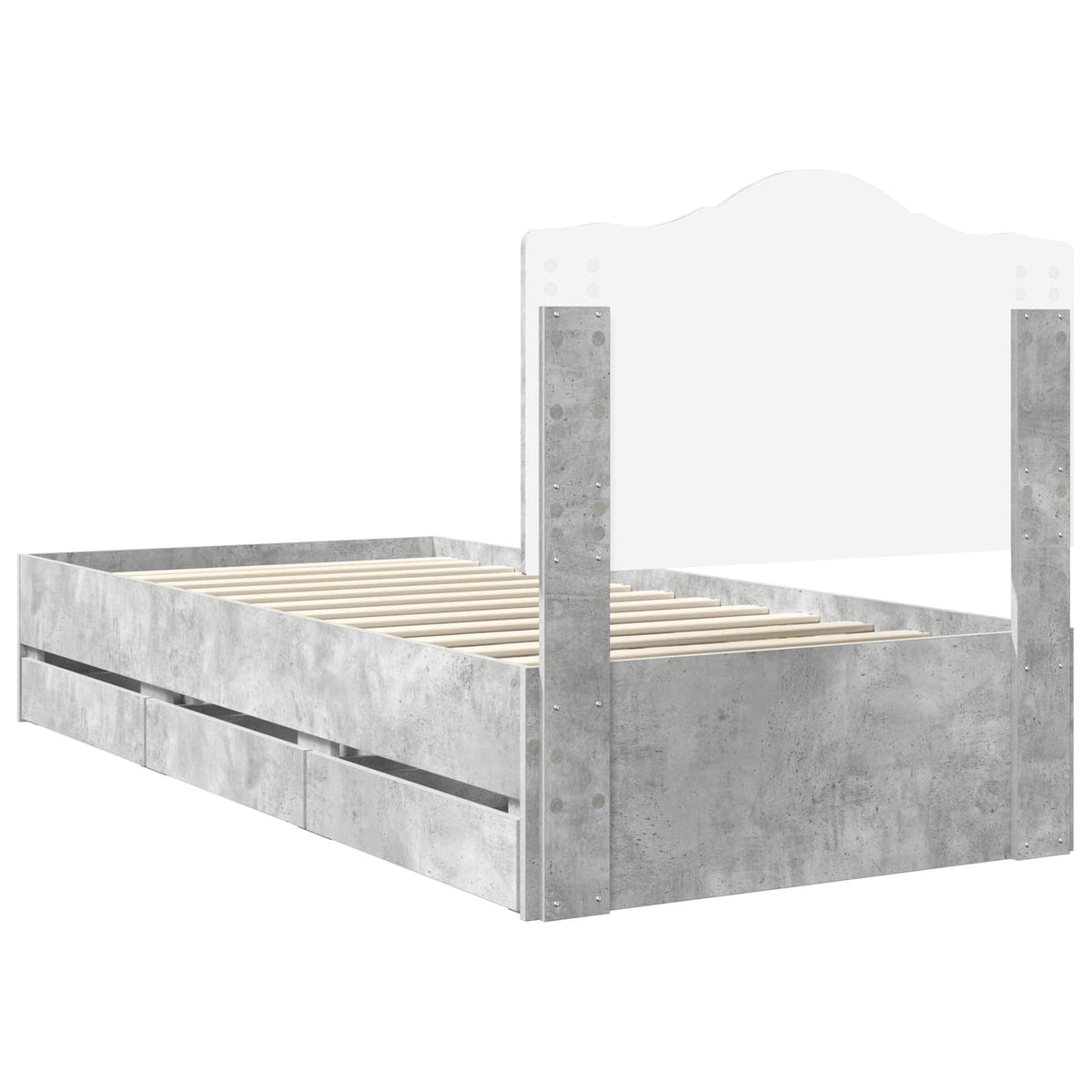 Bed Frame with Drawer Concrete Grey 90 x 190 cm Engineer Wood