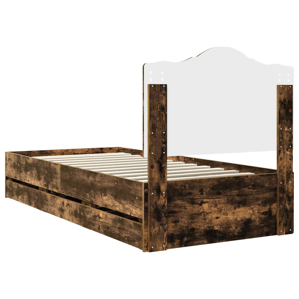 Bed Frame with Drawer Smoked Oak 90 x 190 cm Engineer Wood