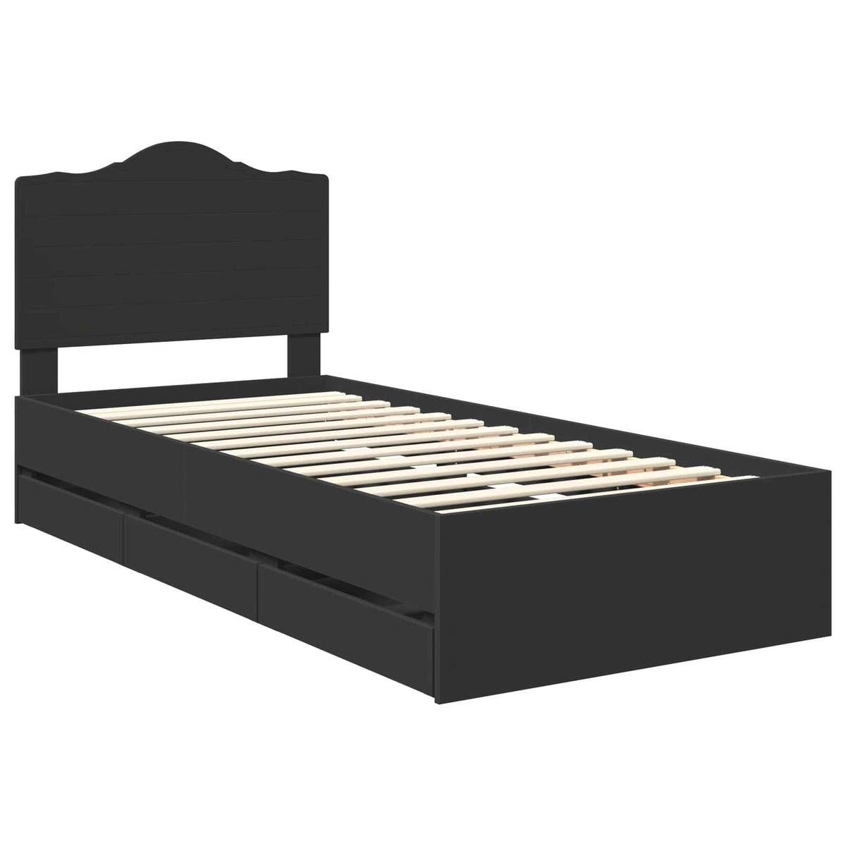 Bed Frame with Drawer Black 75 x 190 cm Engineer Wood