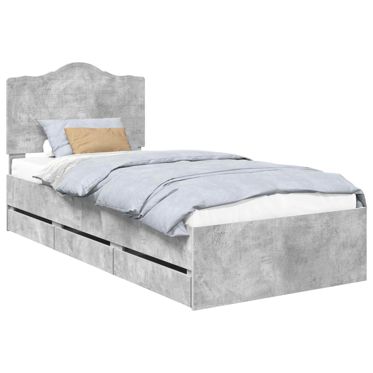 Bed Frame with Drawer Concrete Grey 75 x 190 cm Engineer Wood
