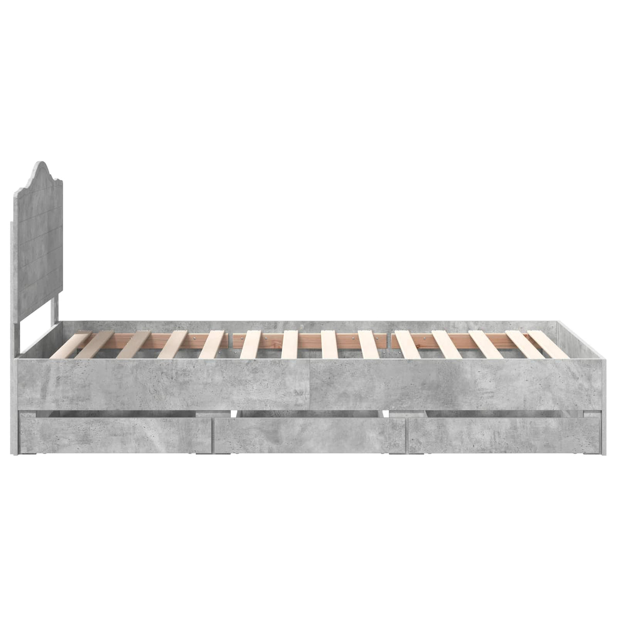 Bed Frame with Drawer Concrete Grey 75 x 190 cm Engineer Wood