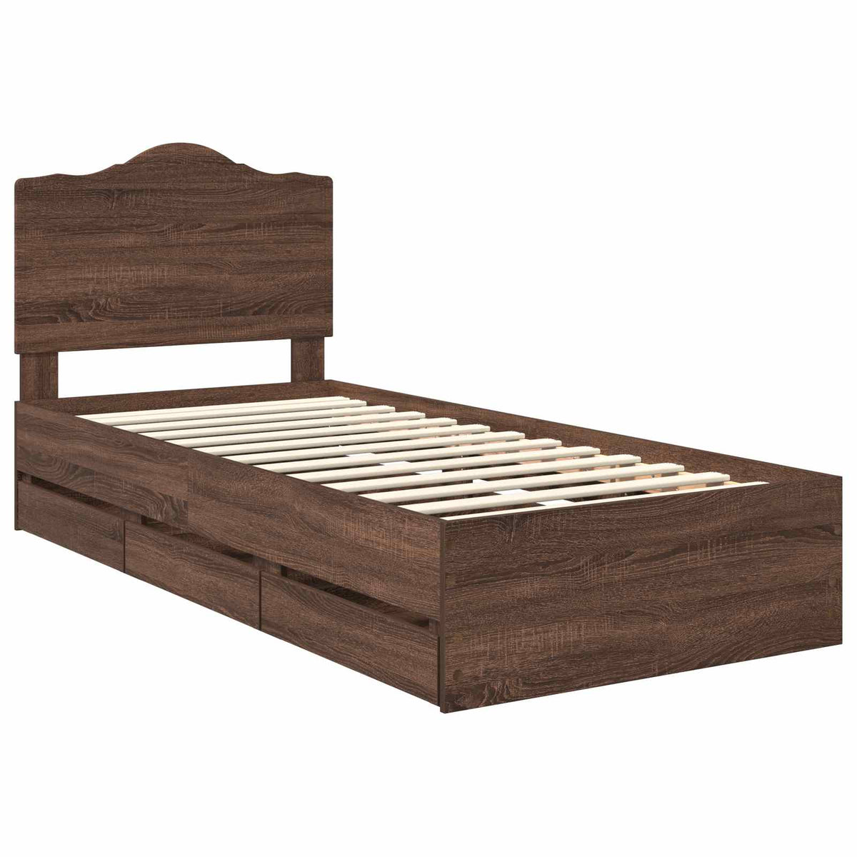Bed Frame with Drawer Brown Oak 75 x 190 cm Engineer Wood