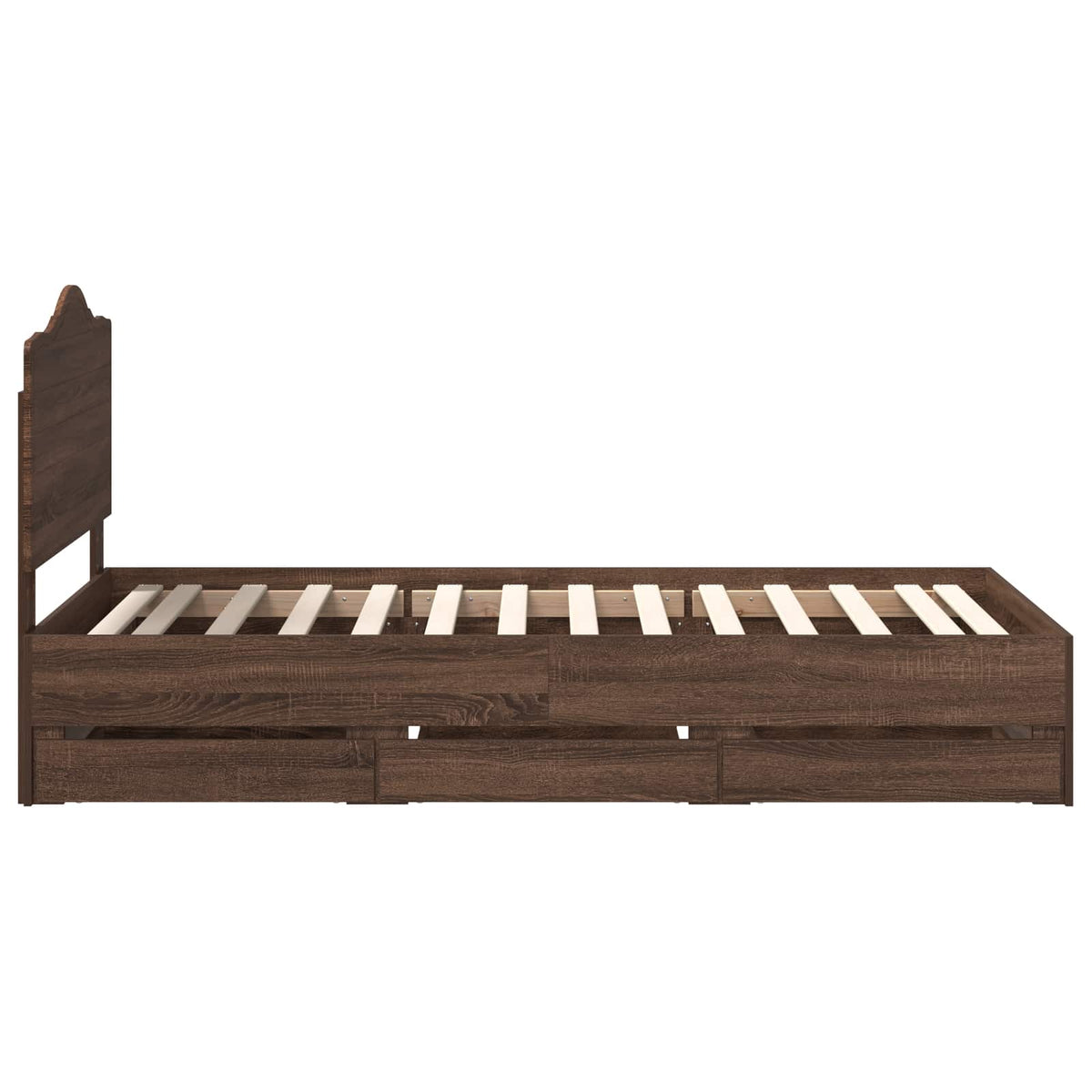 Bed Frame with Drawer Brown Oak 75 x 190 cm Engineer Wood