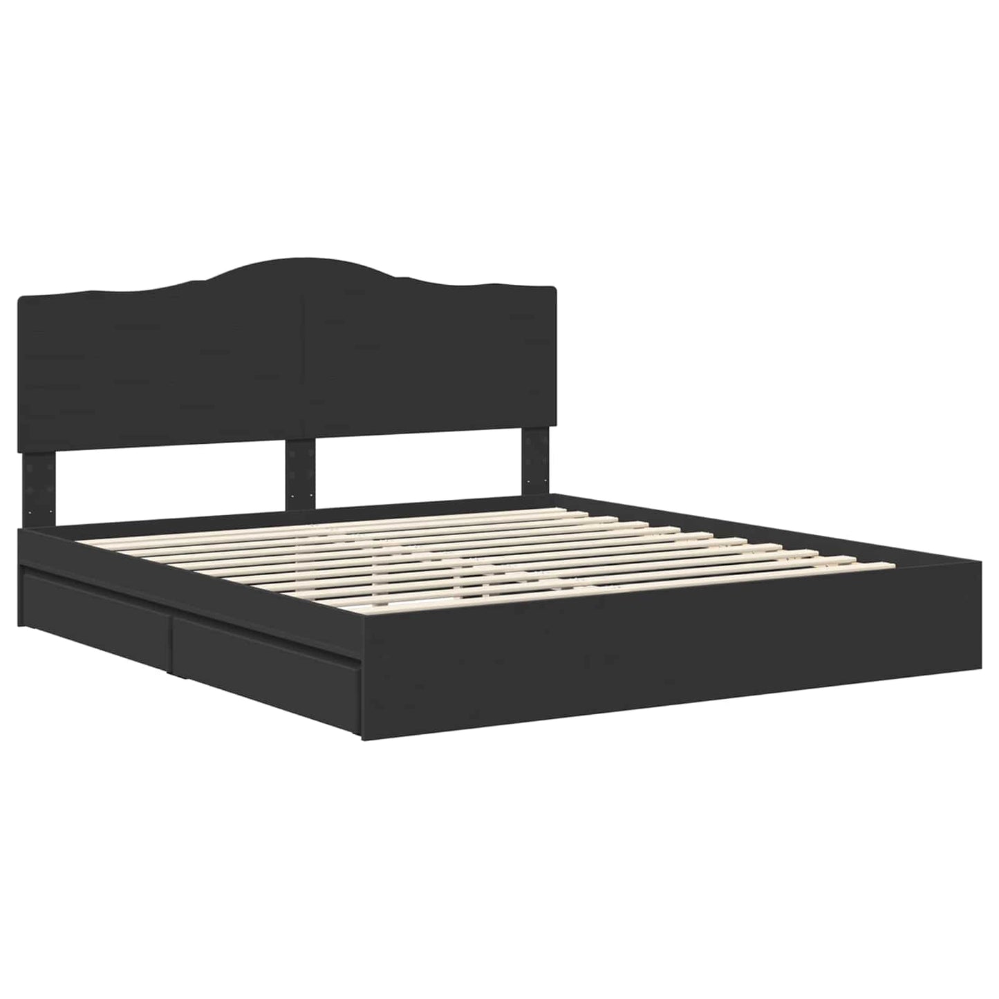 Storage Bed with Headboard Black 200 x 200 cm Engineered Wood