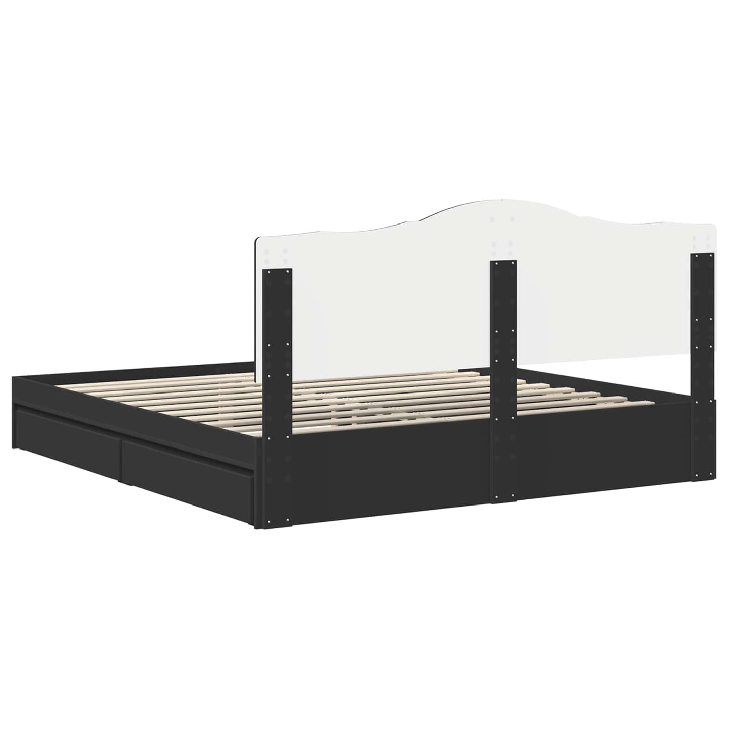 Storage Bed with Headboard Black 200 x 200 cm Engineered Wood