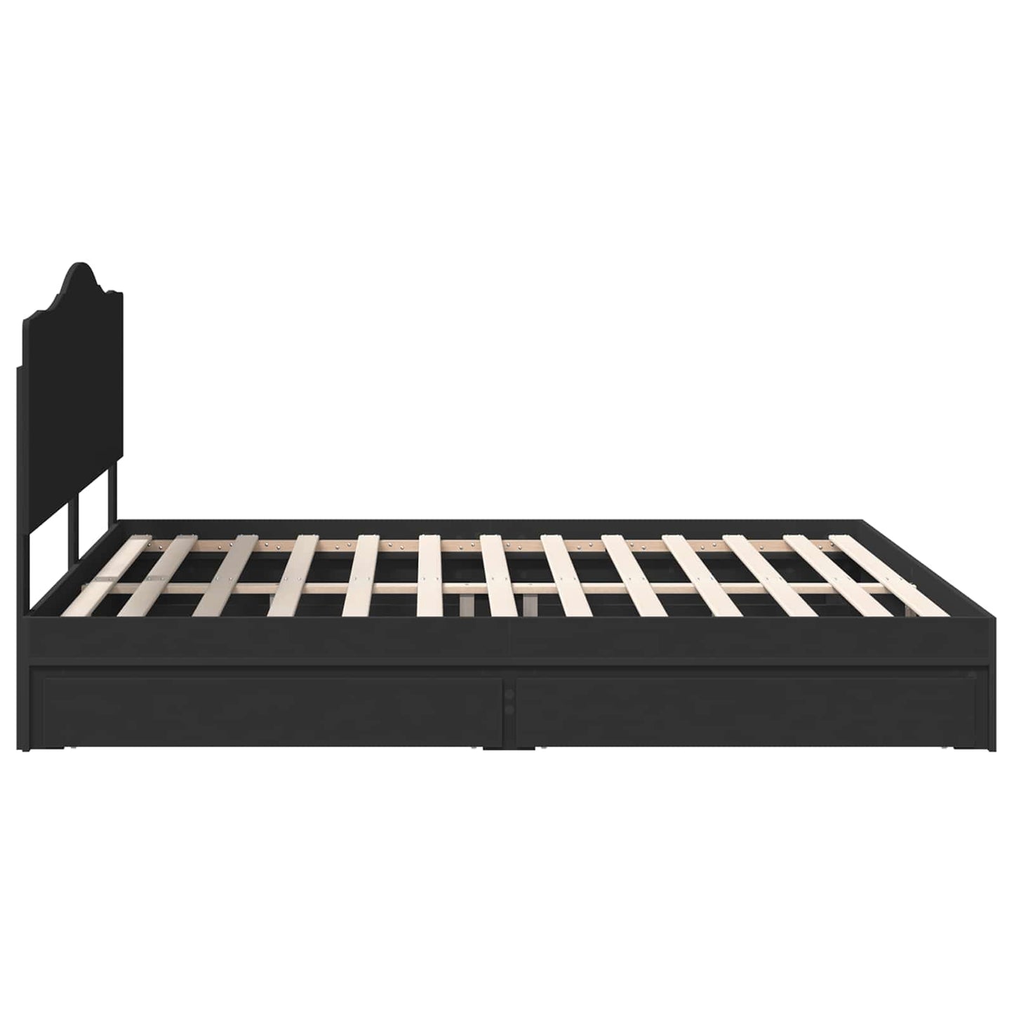 Storage Bed with Headboard Black 200 x 200 cm Engineered Wood