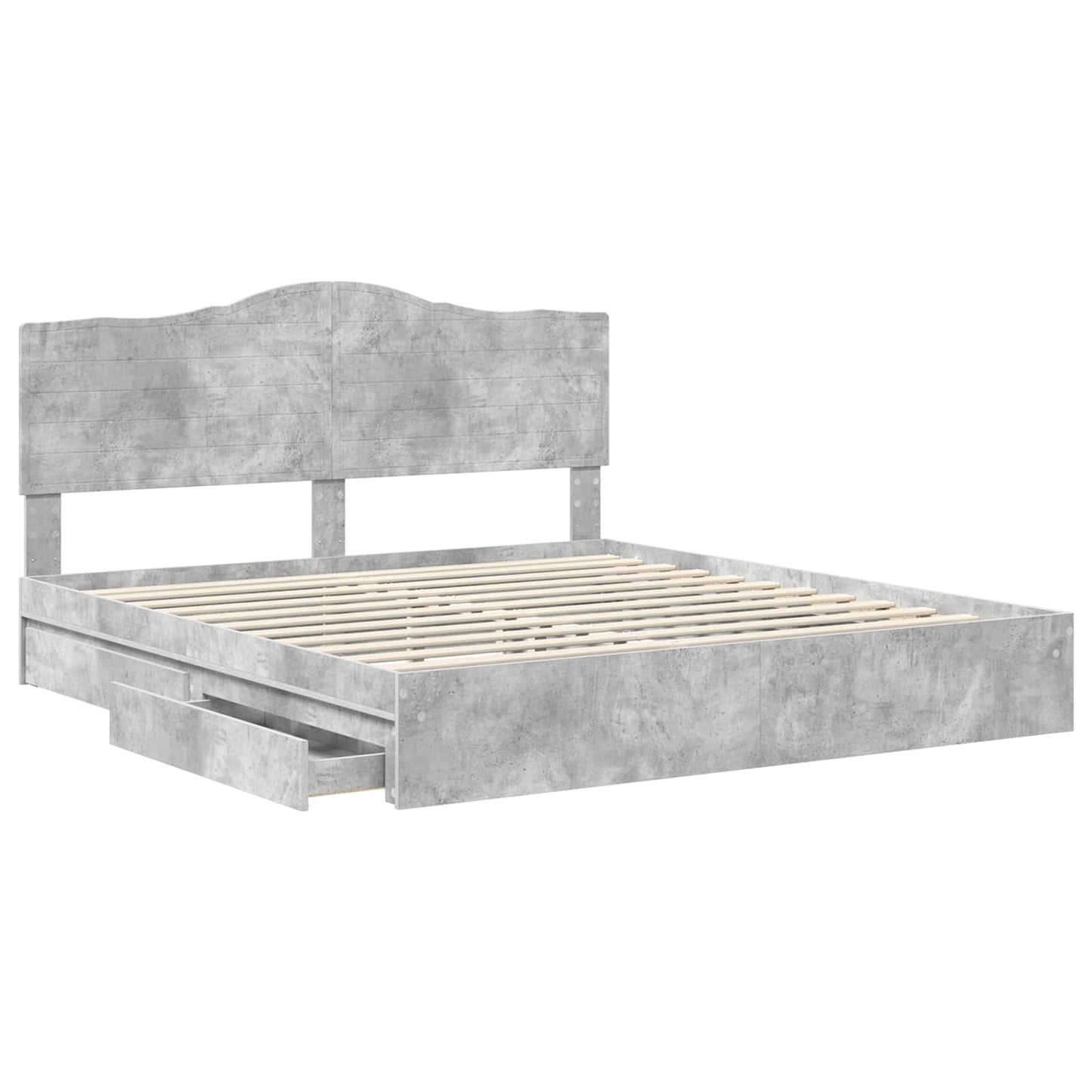 Storage Bed Concrete Grey 200 x 200 cm Engineered Wood