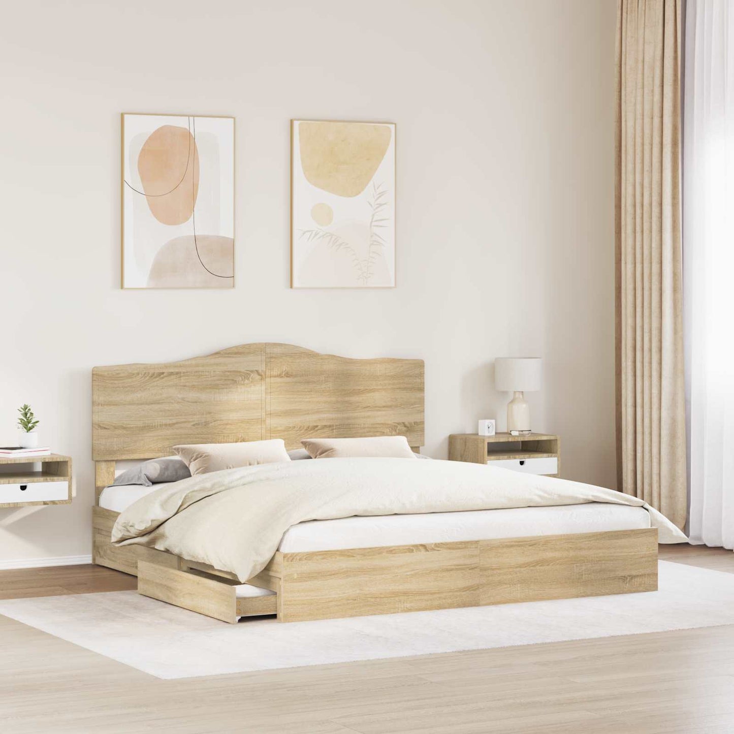 Storage Bed with Drawer Sonoma Oak 180 x 200 cm Engineered Wood