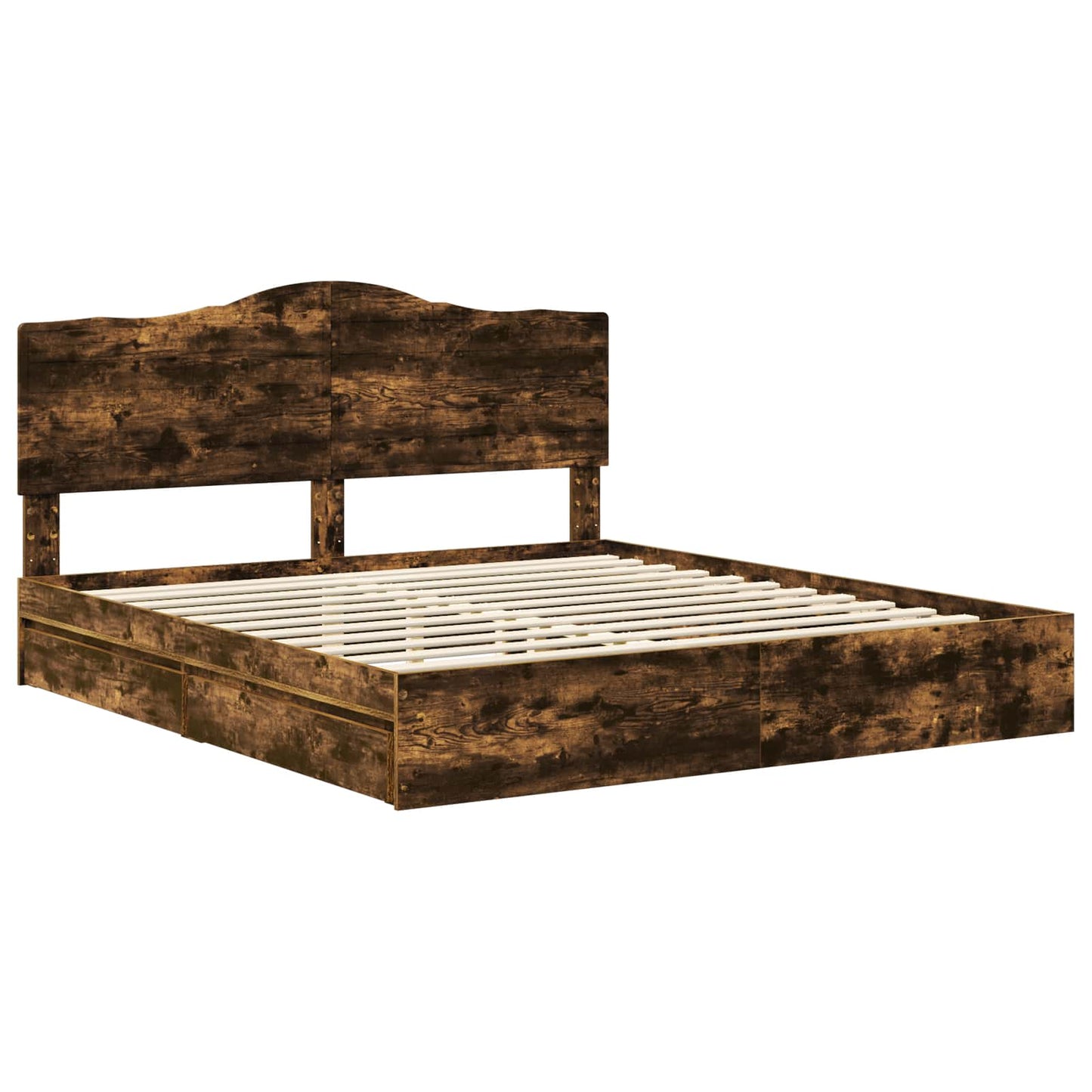 Storage Bed with Drawer Smoked Oak 180 x 200 cm Engineered Wood