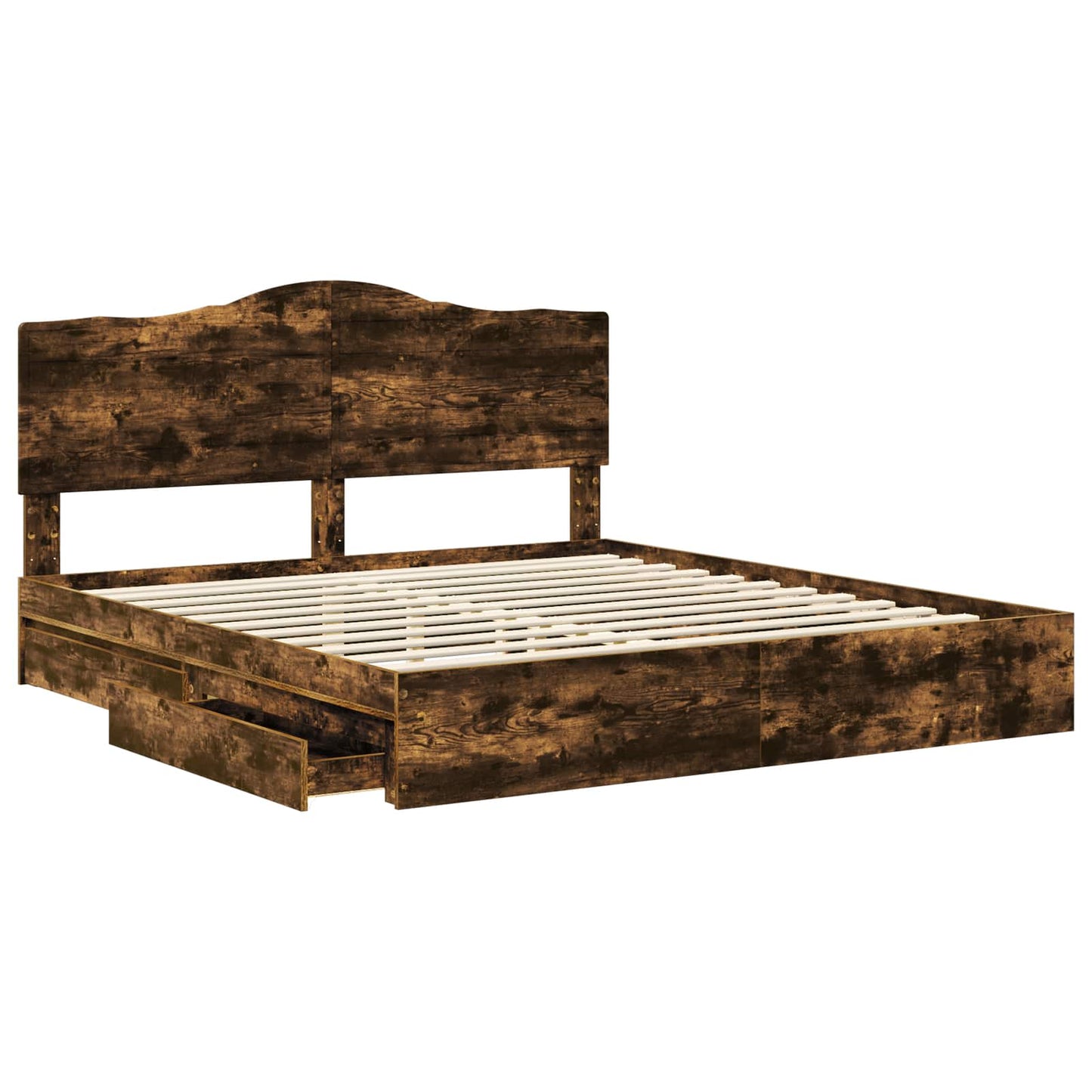 Storage Bed with Drawer Smoked Oak 180 x 200 cm Engineered Wood