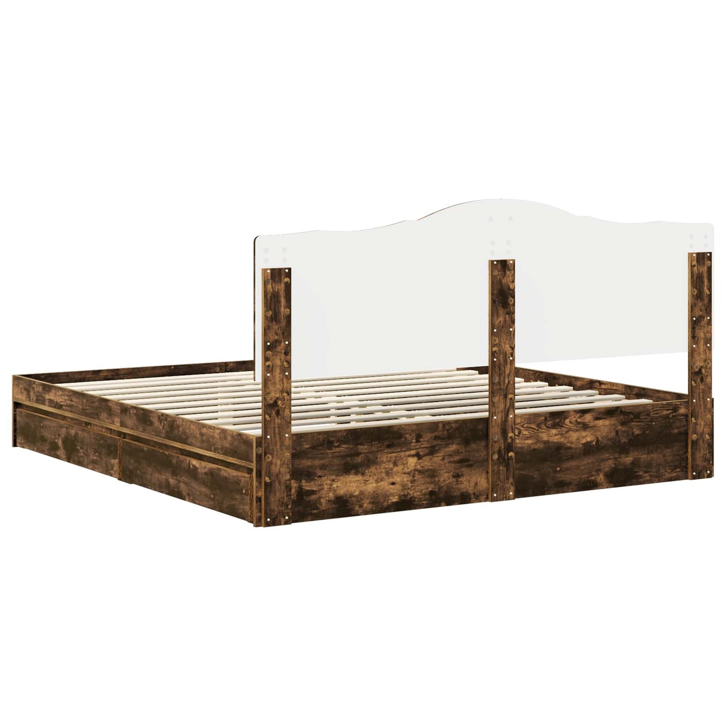 Storage Bed with Drawer Smoked Oak 180 x 200 cm Engineered Wood