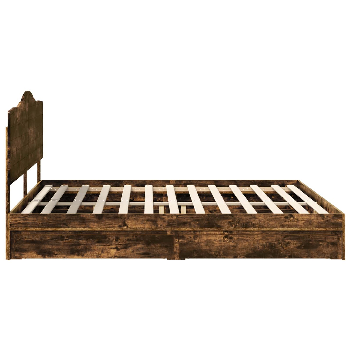 Storage Bed with Drawer Smoked Oak 180 x 200 cm Engineered Wood