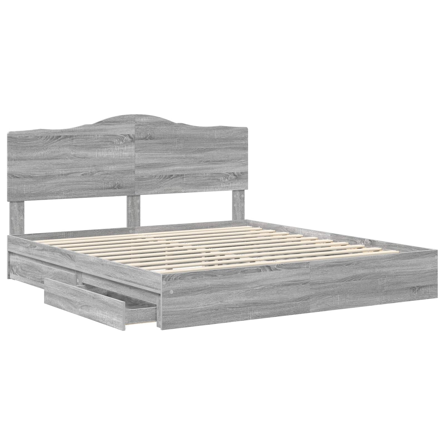 Storage Bed Grey Sonoma 180 x 200 cm Engineered Wood