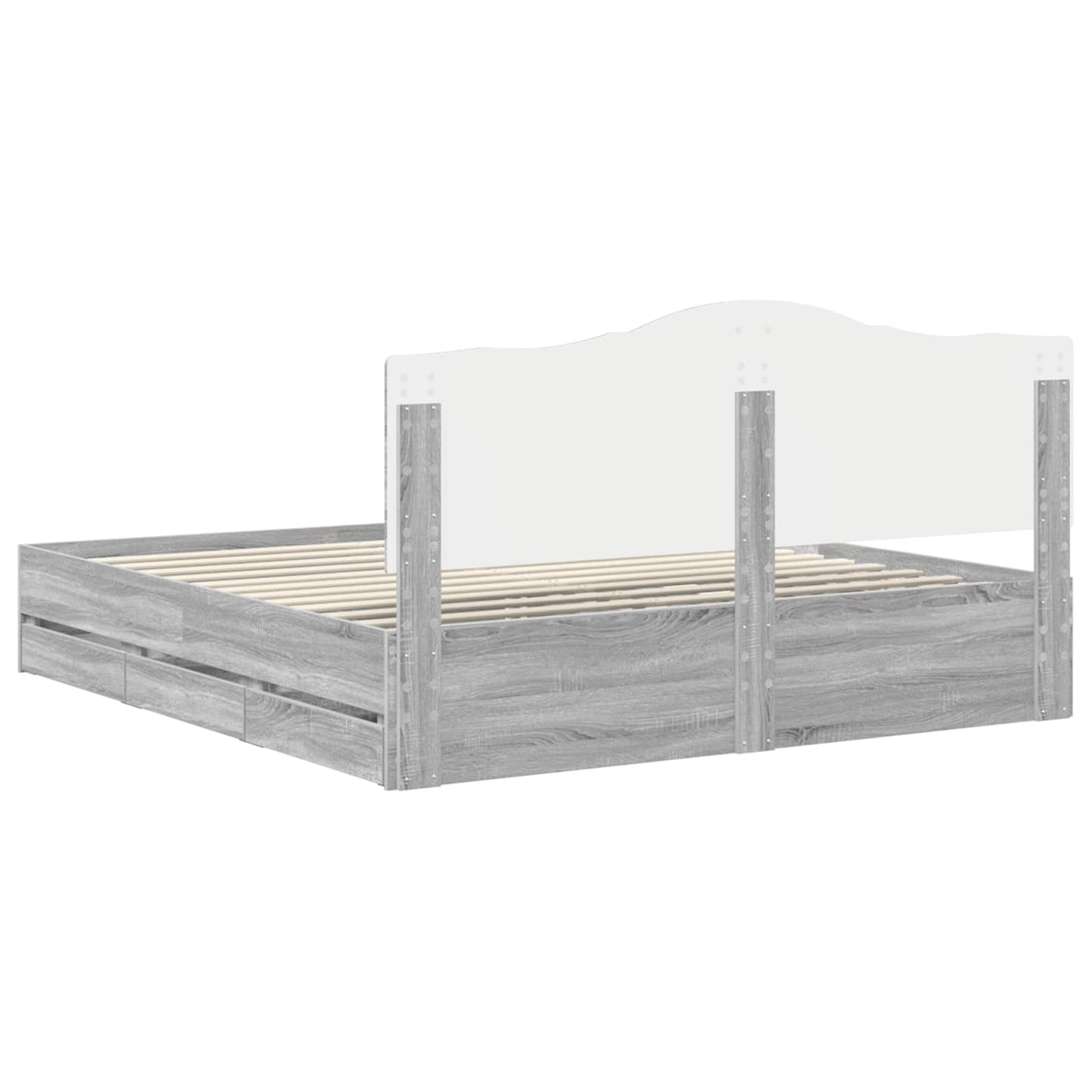Storage Bed Grey Sonoma 180 x 200 cm Engineered Wood