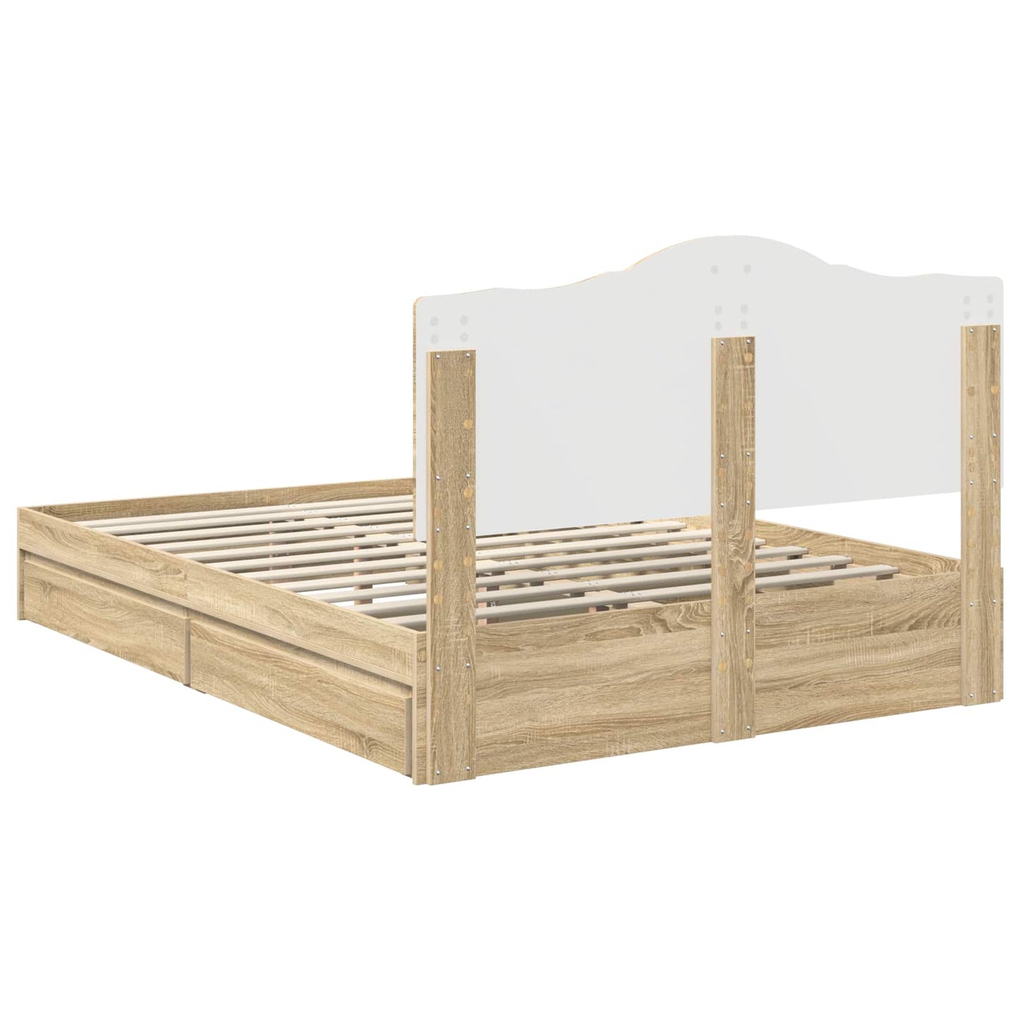 Storage Bed with Drawer Sonoma Oak 160 x 200 cm Engineered Wood