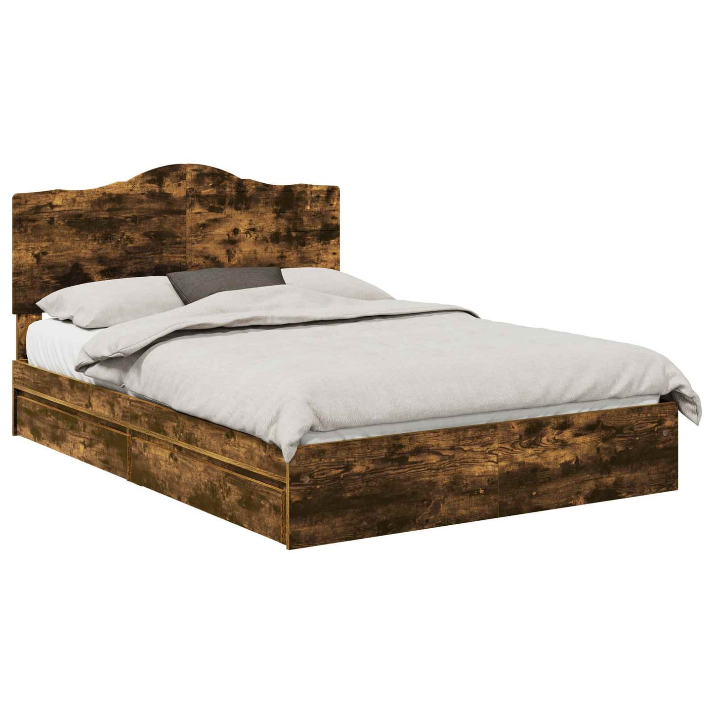 Storage Bed with Drawer Smoked Oak 160 x 200 cm Engineered Wood