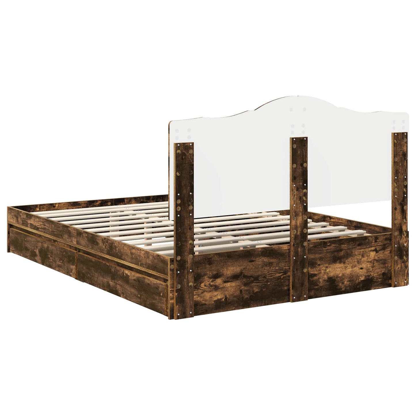 Storage Bed with Drawer Smoked Oak 160 x 200 cm Engineered Wood