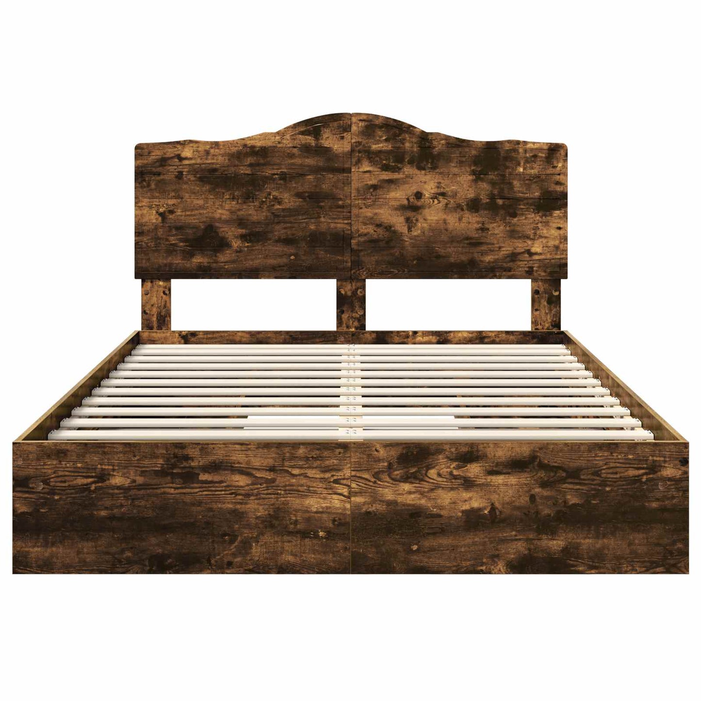 Storage Bed with Drawer Smoked Oak 160 x 200 cm Engineered Wood
