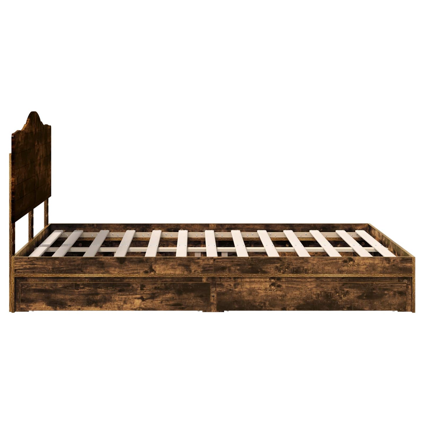 Storage Bed with Drawer Smoked Oak 160 x 200 cm Engineered Wood