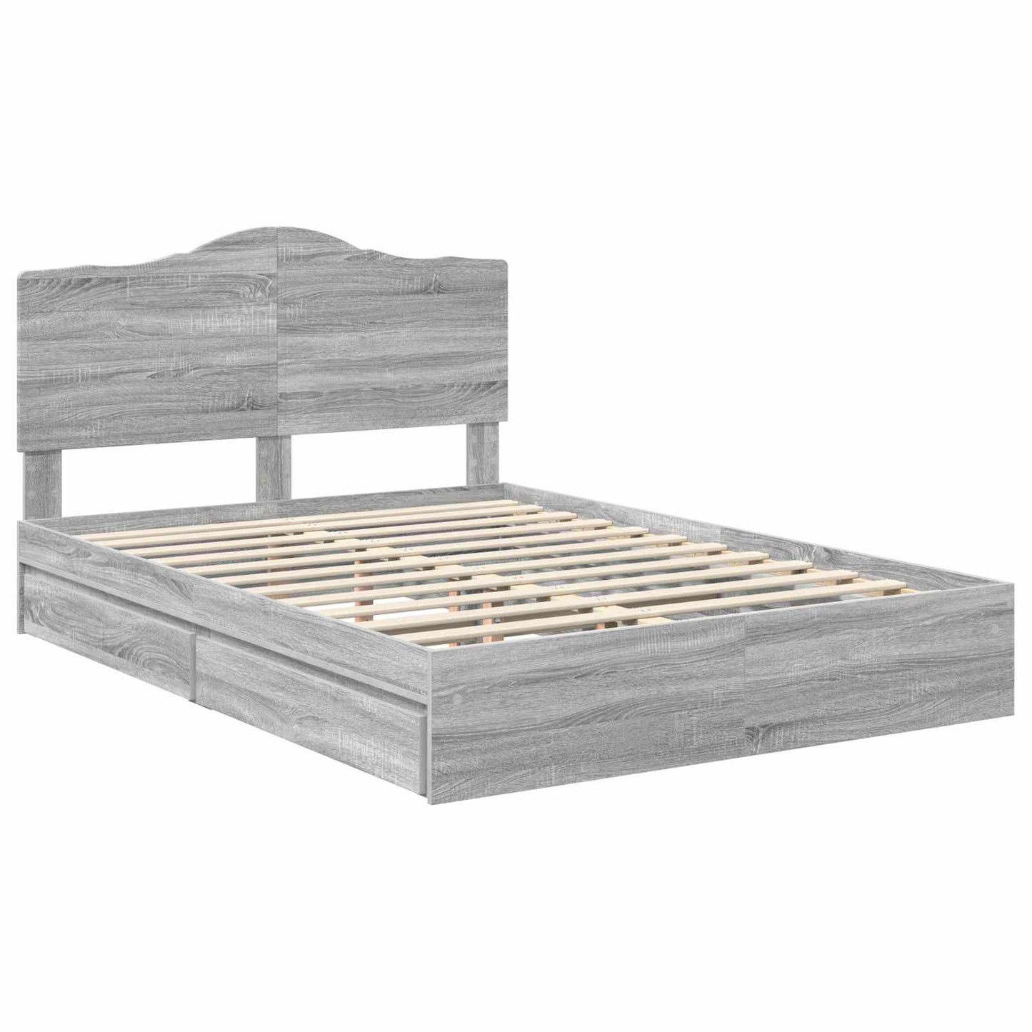Storage Bed Grey Sonoma 160 x 200 cm Engineered Wood
