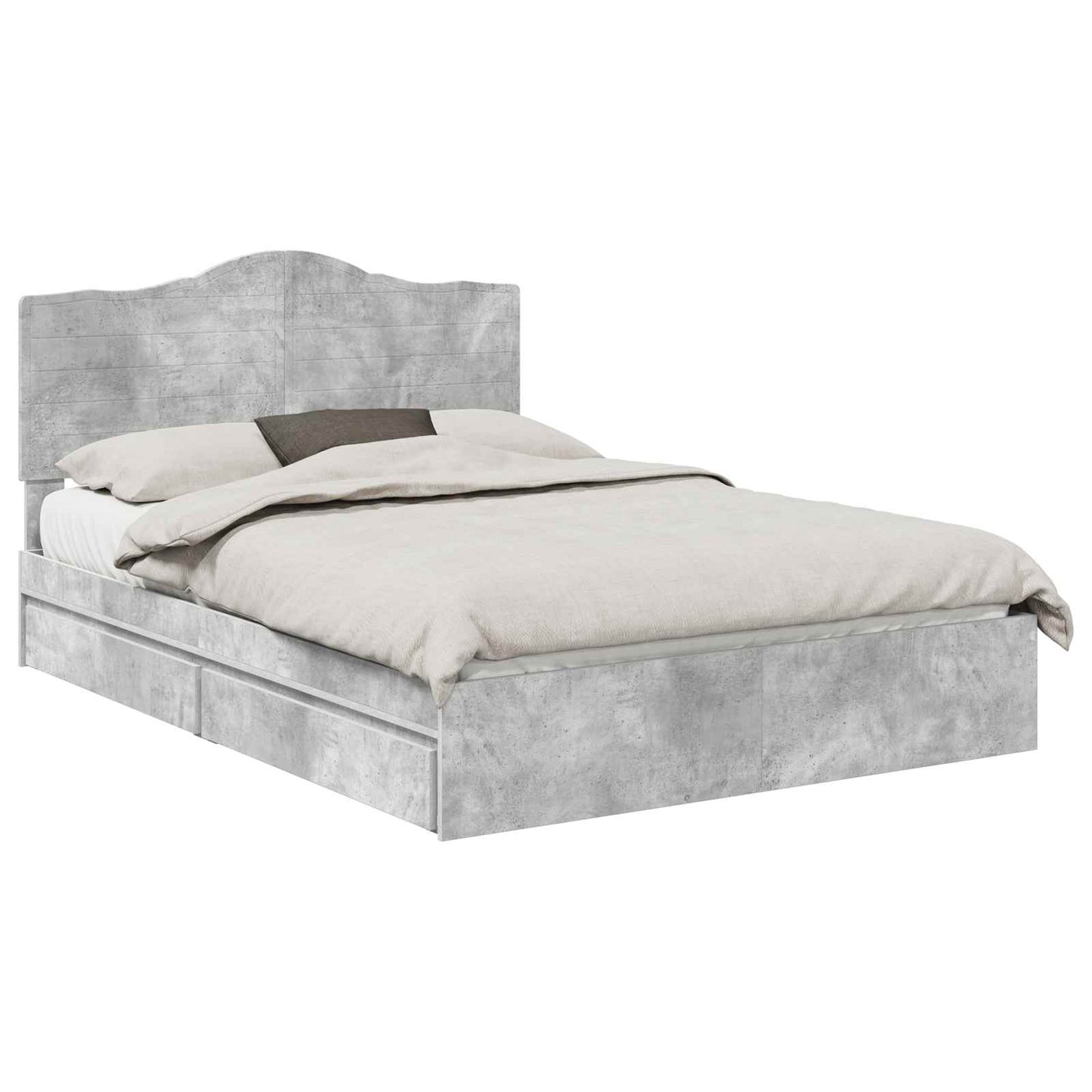 Storage Bed Concrete Grey 150 x 200 cm Engineered Wood