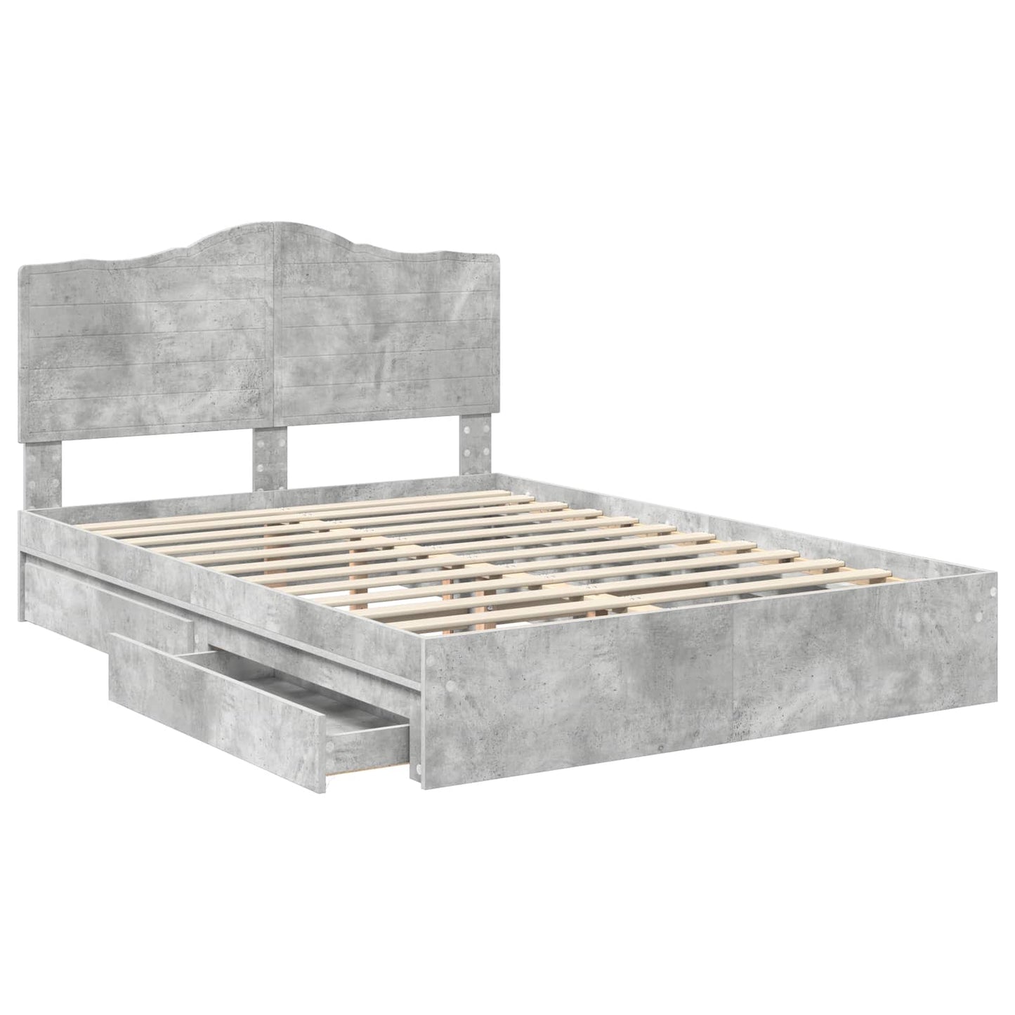 Storage Bed Concrete Grey 150 x 200 cm Engineered Wood