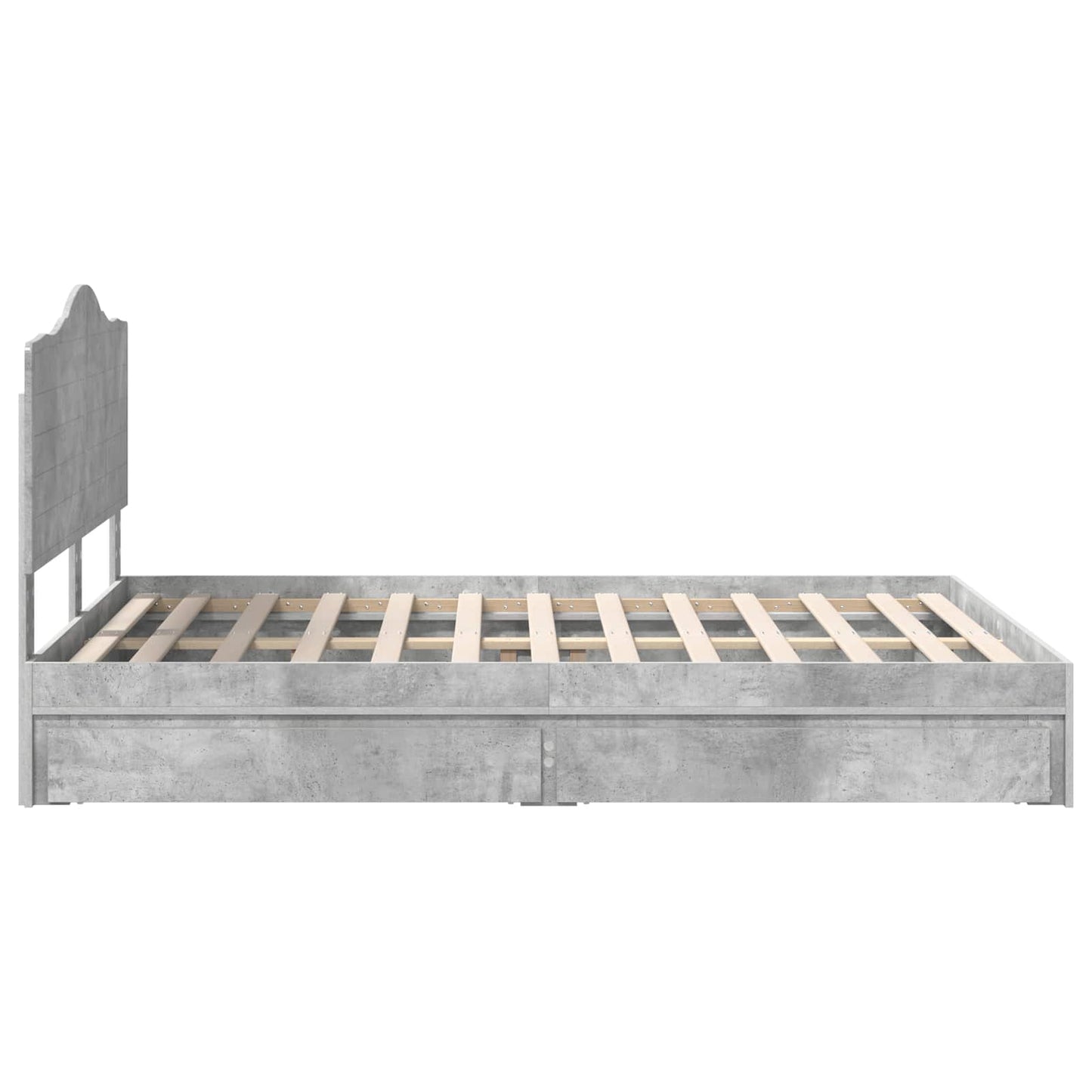 Storage Bed Concrete Grey 150 x 200 cm Engineered Wood