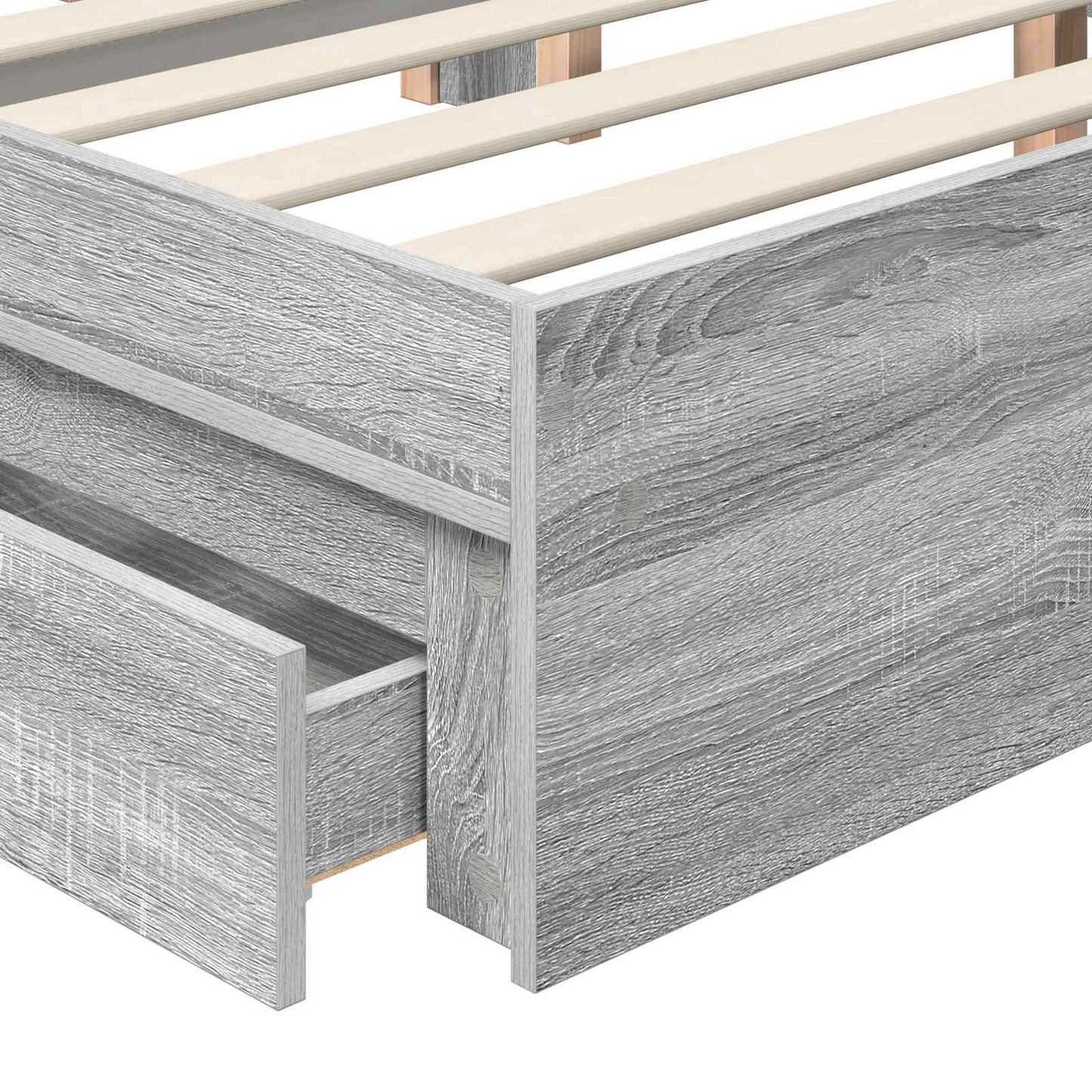 Storage Bed Grey Sonoma 140 x 200 cm Engineered Wood