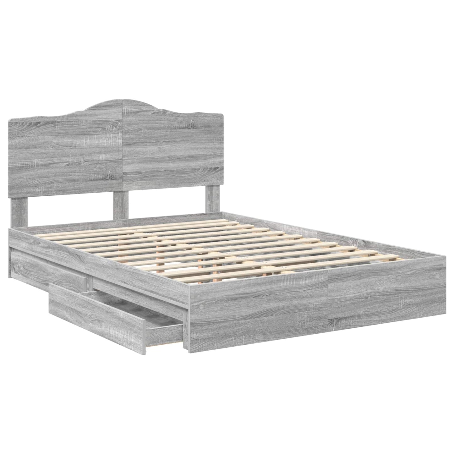 Storage Bed Grey Sonoma 140 x 200 cm Engineered Wood