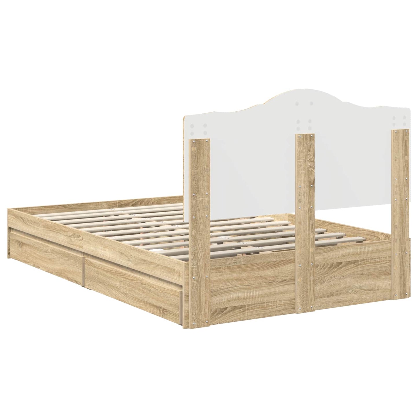 Storage Bed with Drawer Sonoma Oak 135 x 190 cm Engineered Wood