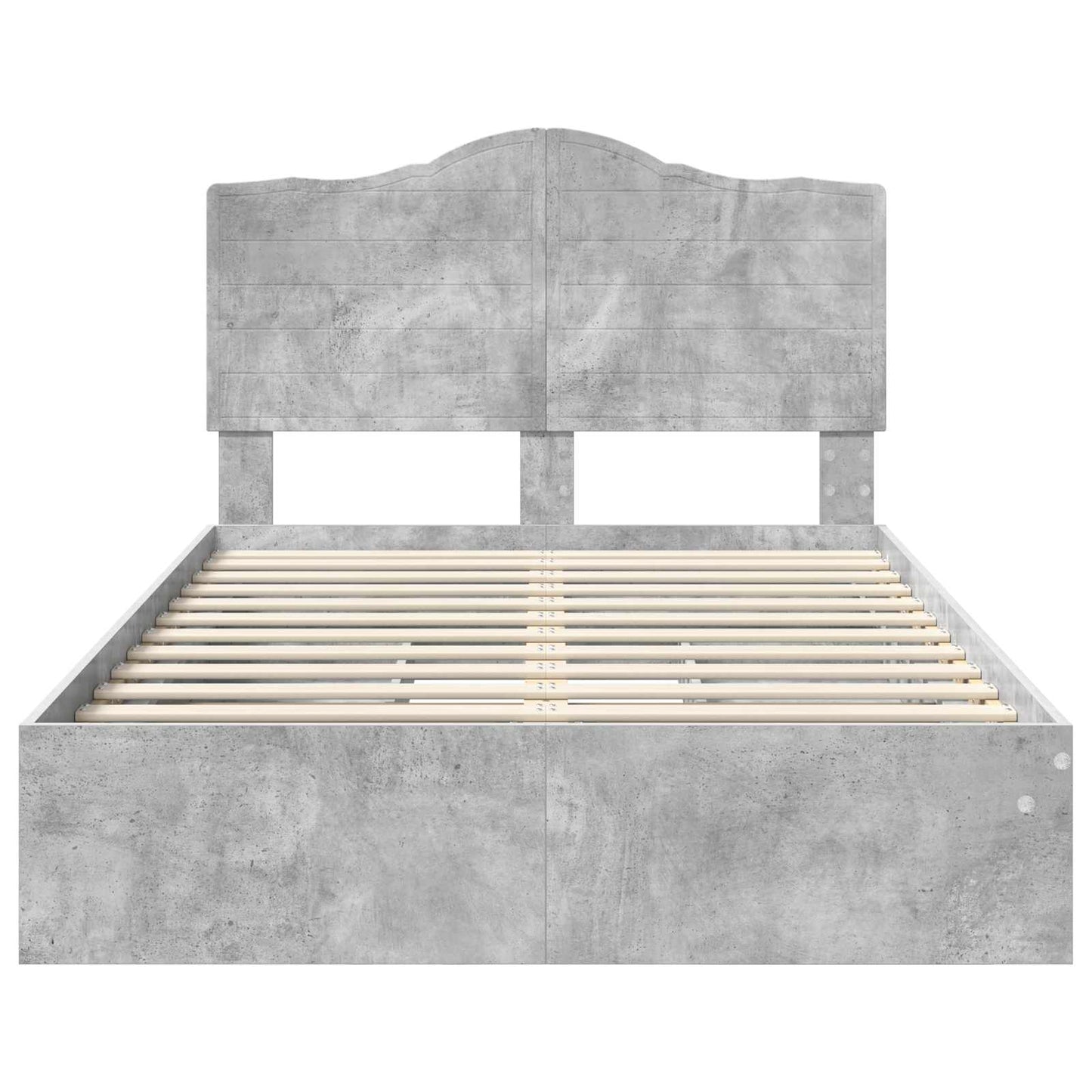 Storage Bed Concrete Grey 135 x 190 cm Engineered Wood