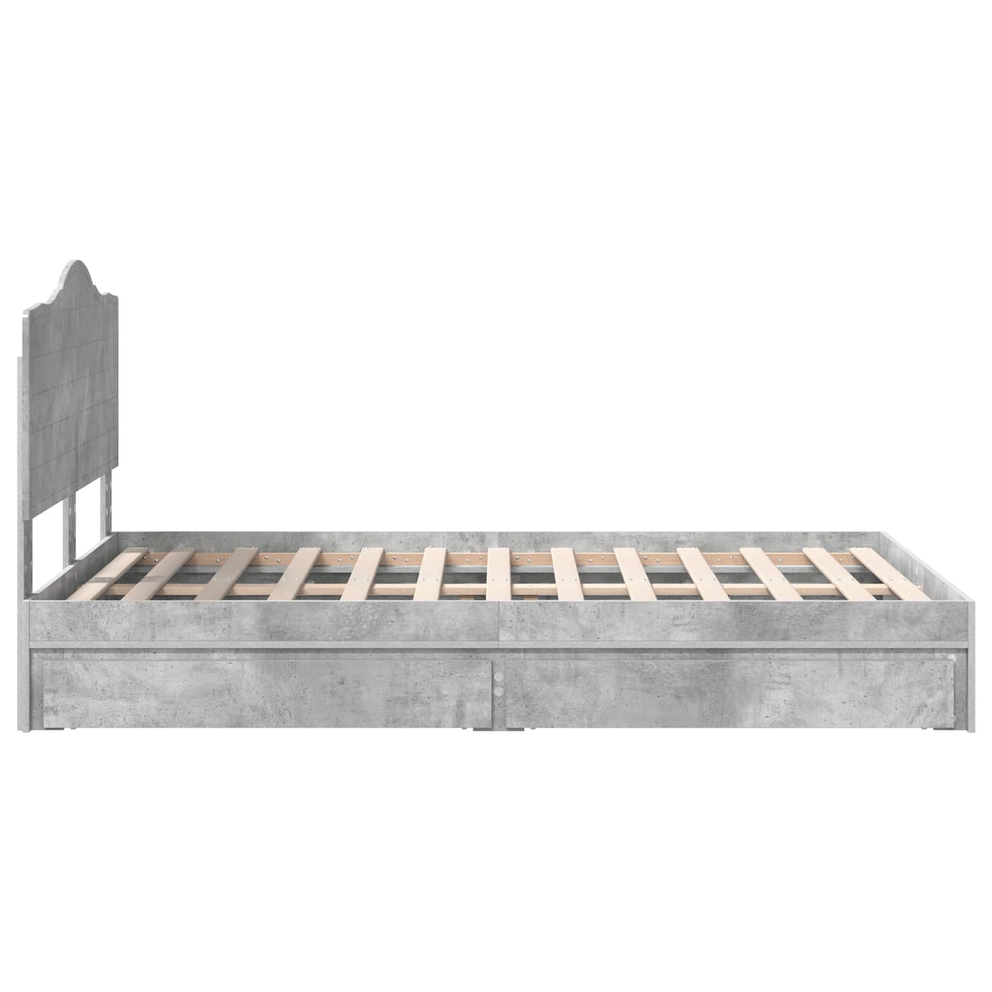 Storage Bed Concrete Grey 135 x 190 cm Engineered Wood