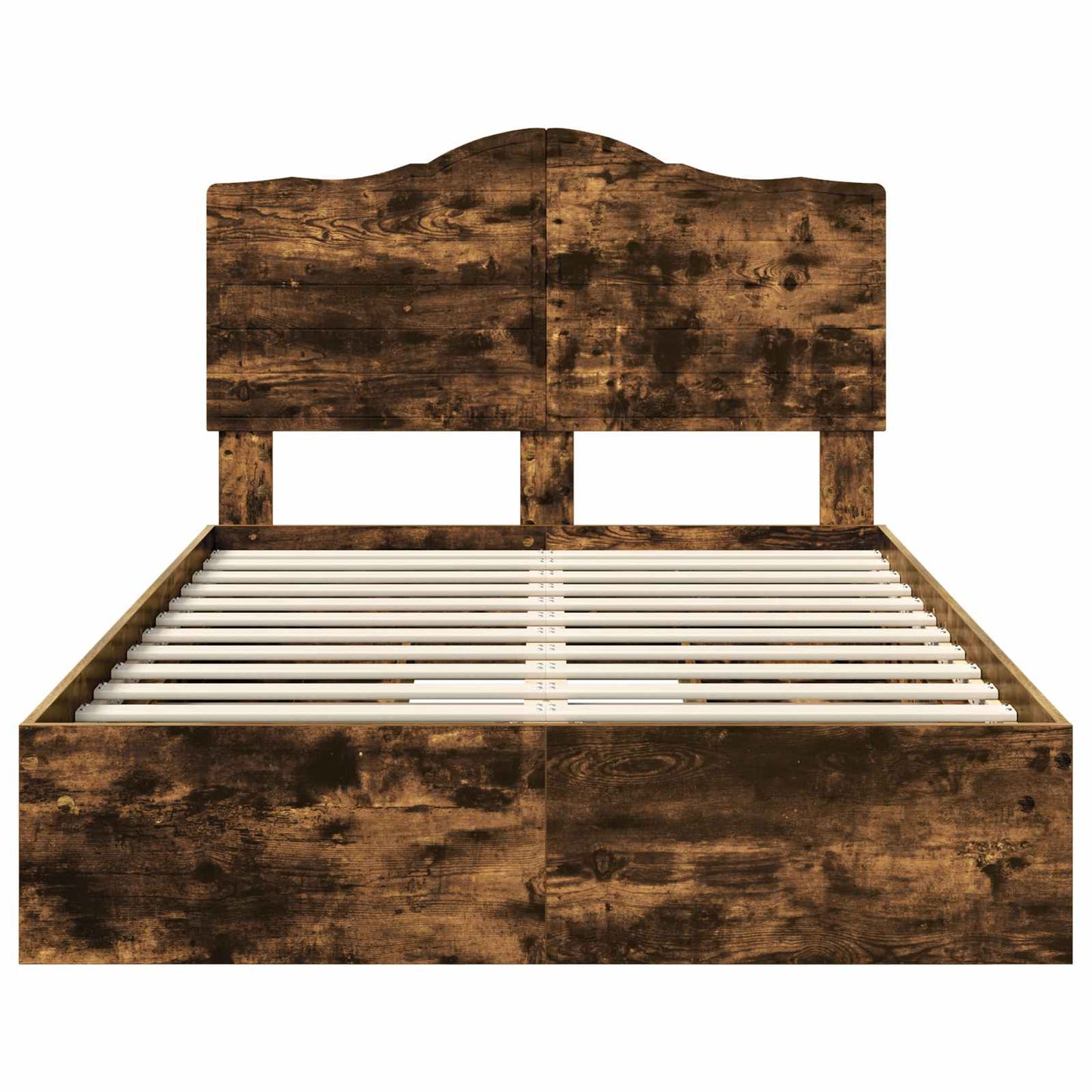 Storage Bed with Drawer Smoked Oak 135 x 190 cm Engineered Wood