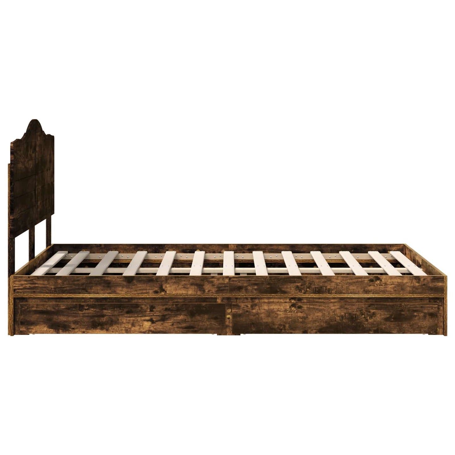 Storage Bed with Drawer Smoked Oak 135 x 190 cm Engineered Wood