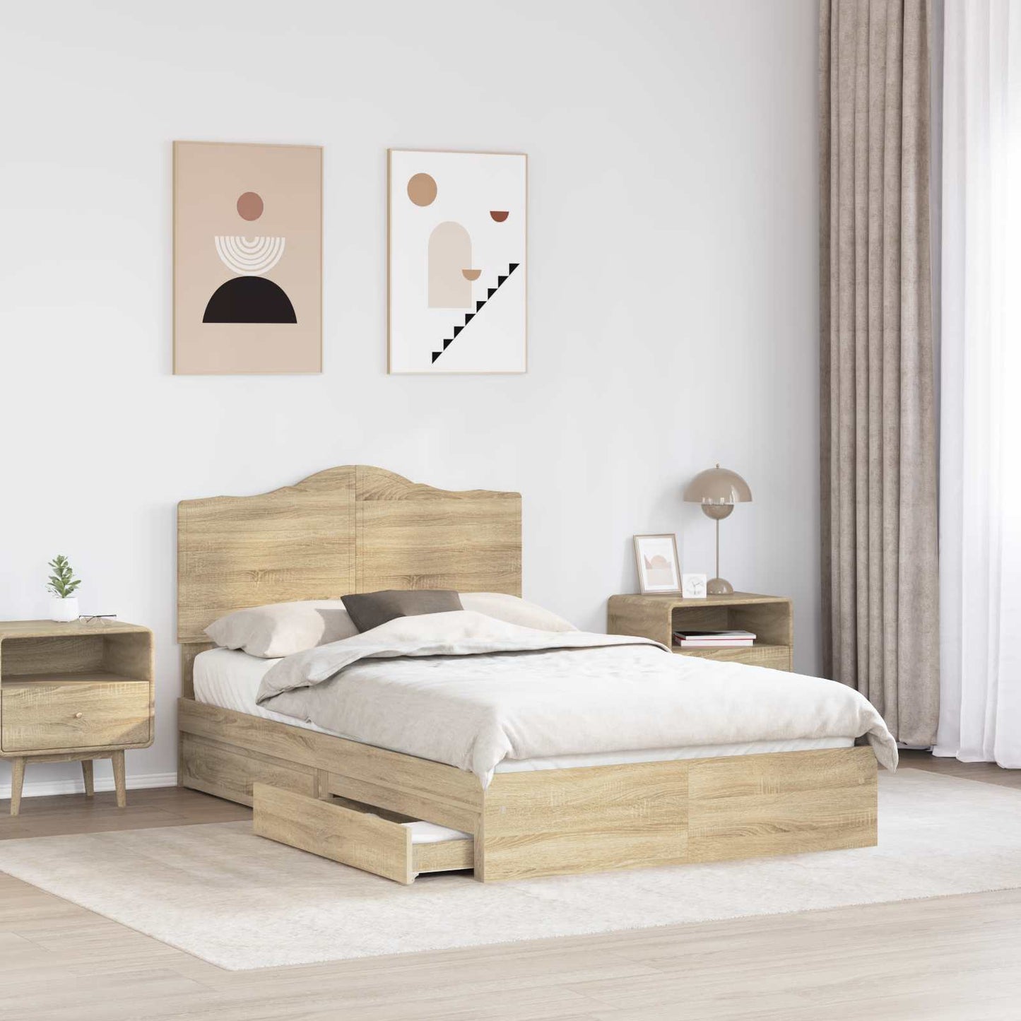 Storage Bed with Drawer Sonoma Oak 120 x 200 cm Engineered Wood