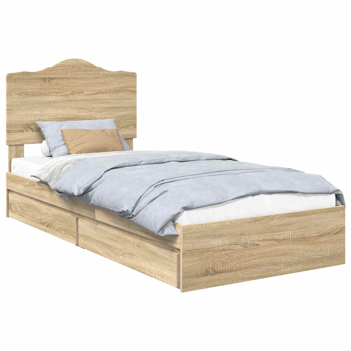 Storage Bed with Drawer Sonoma Oak 100 x 200 cm Engineered Wood