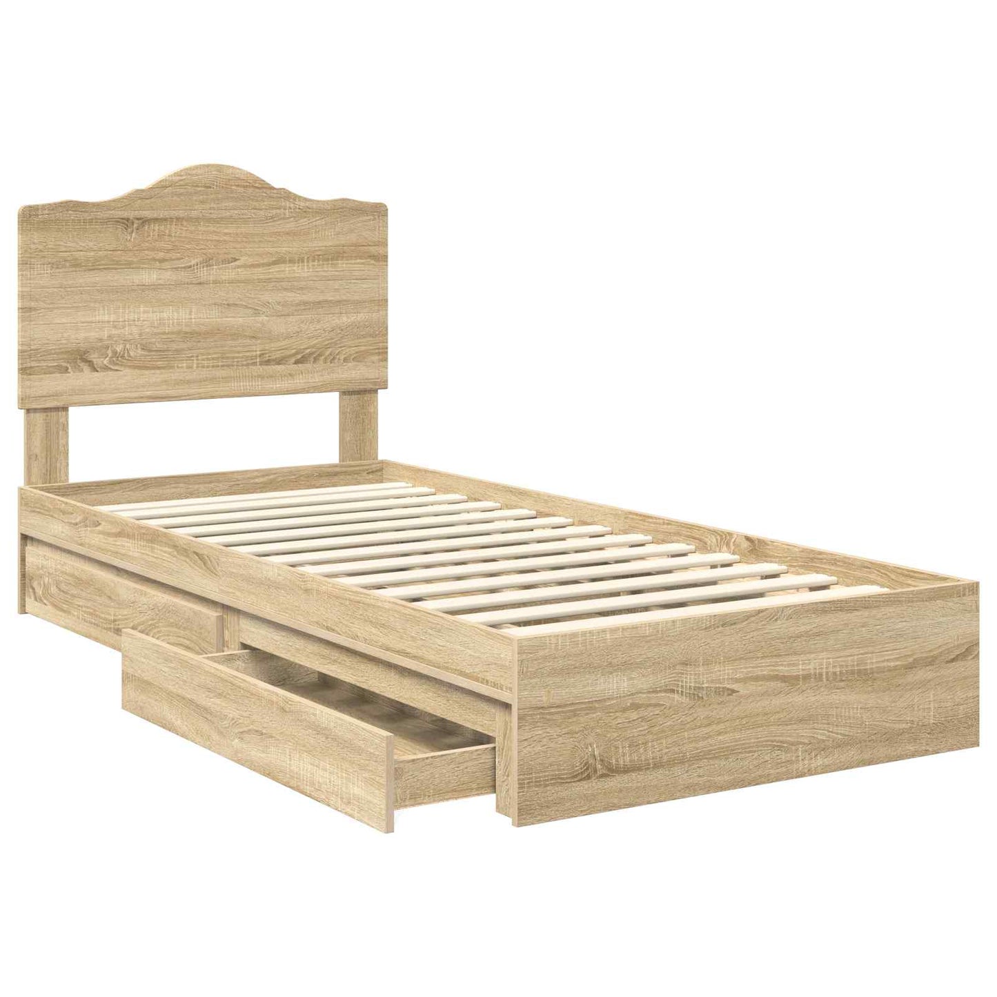 Storage Bed with Drawer Sonoma Oak 100 x 200 cm Engineered Wood