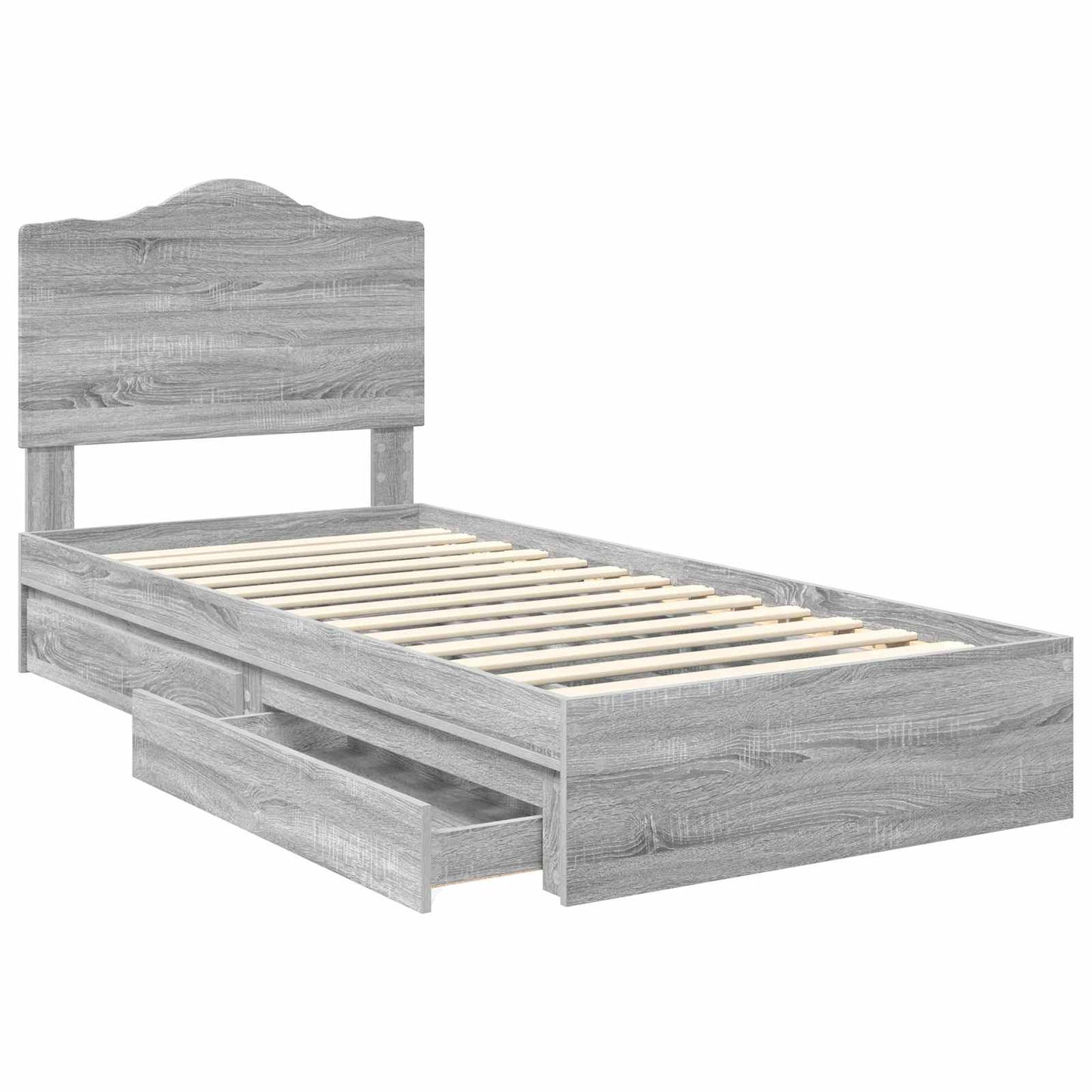 Storage Bed Grey Sonoma 100 x 200 cm Engineered Wood