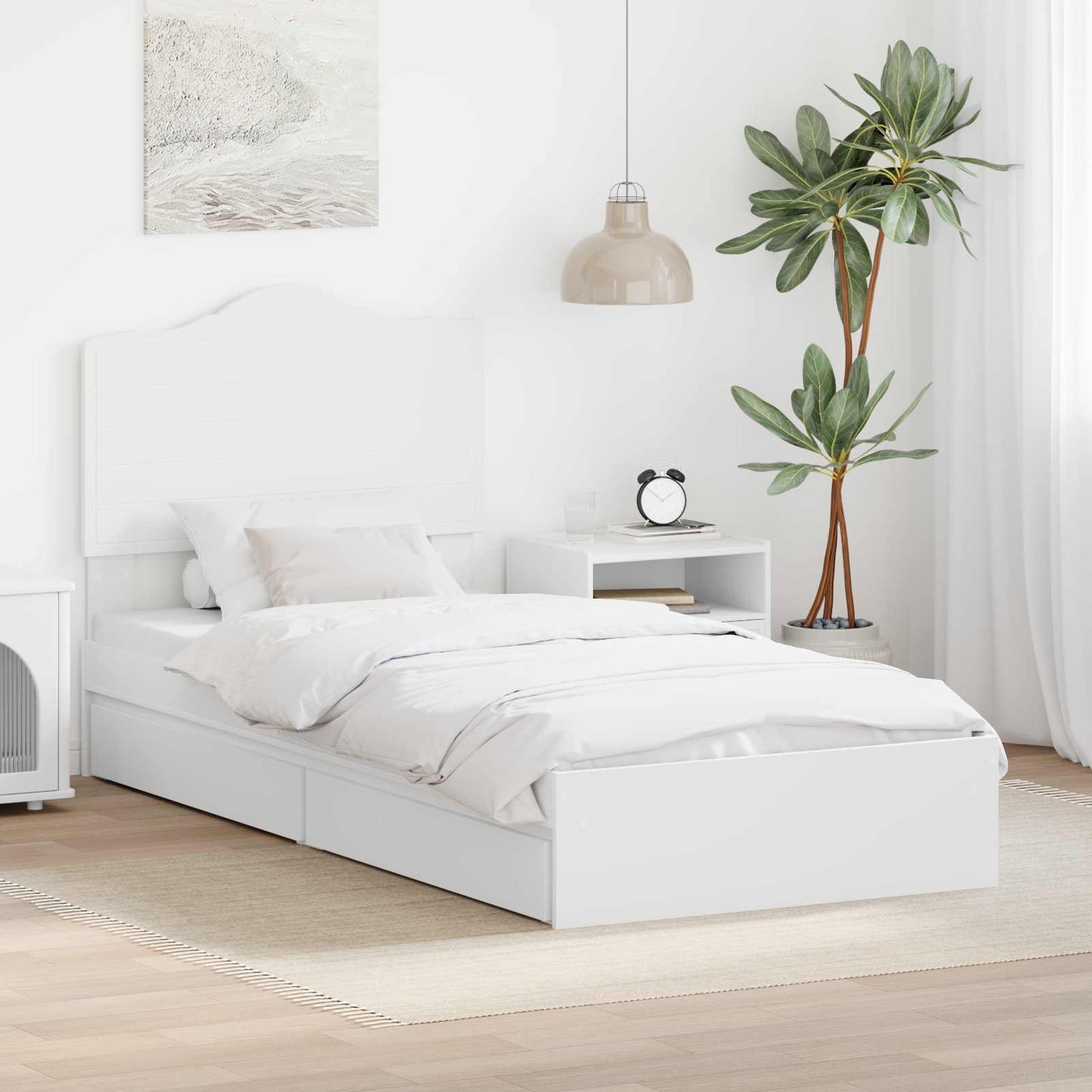 Storage Bed with Headboard White 90 x 200 cm Engineered Wood