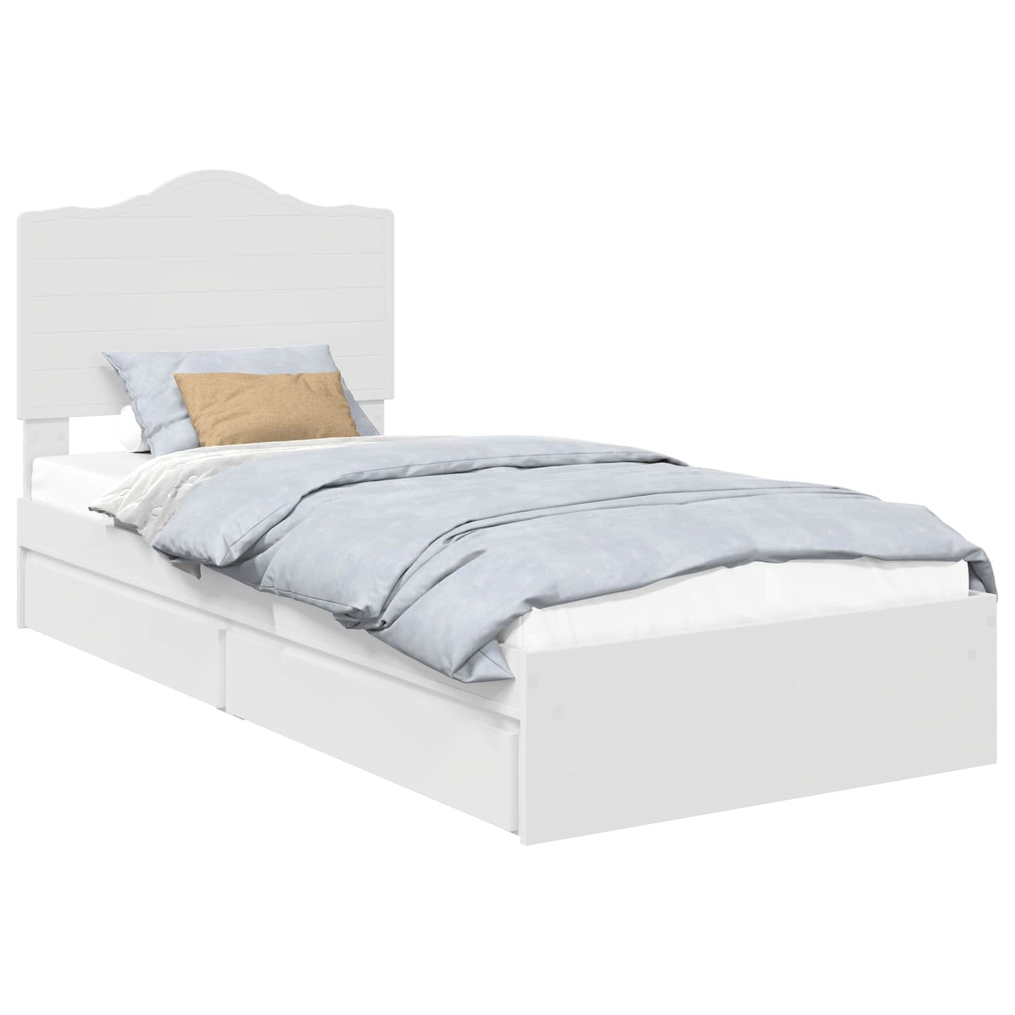 Storage Bed with Headboard White 90 x 200 cm Engineered Wood