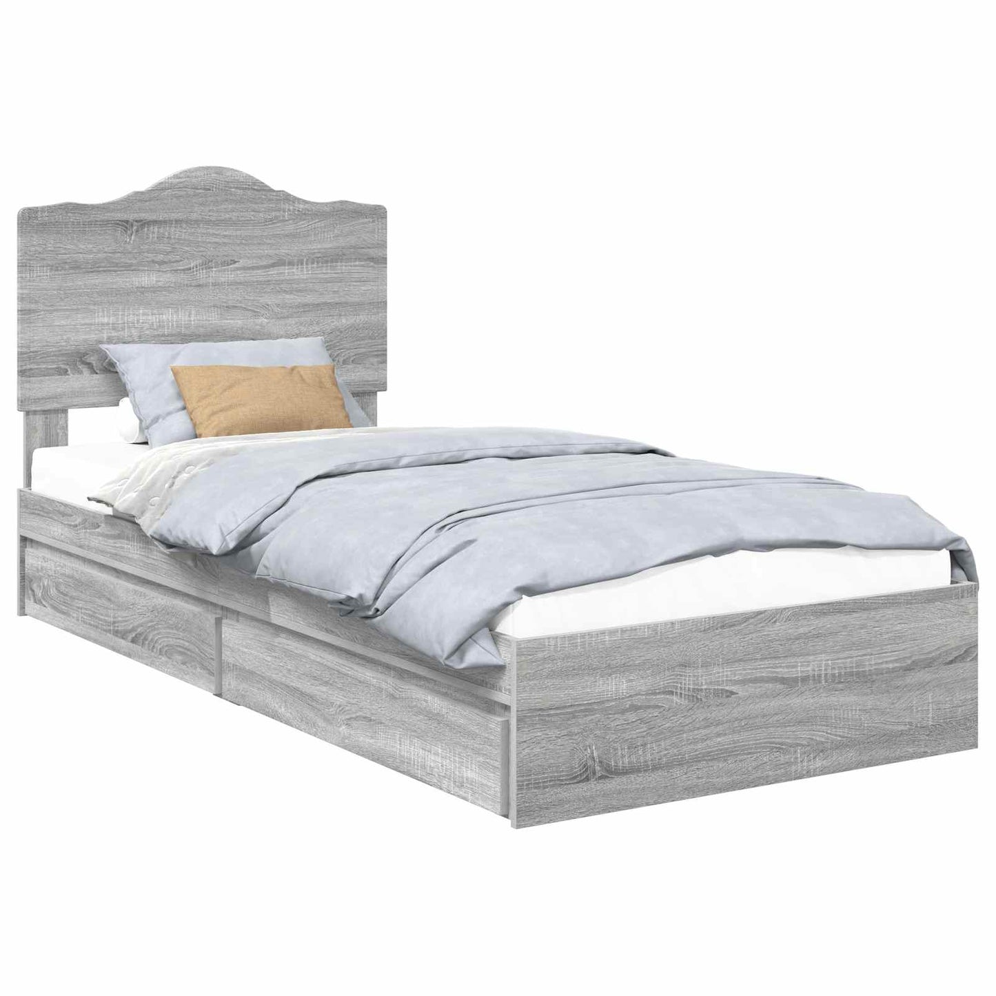 Storage Bed with Drawer Grey Sonoma 90 x 200 cm Engineered Wood