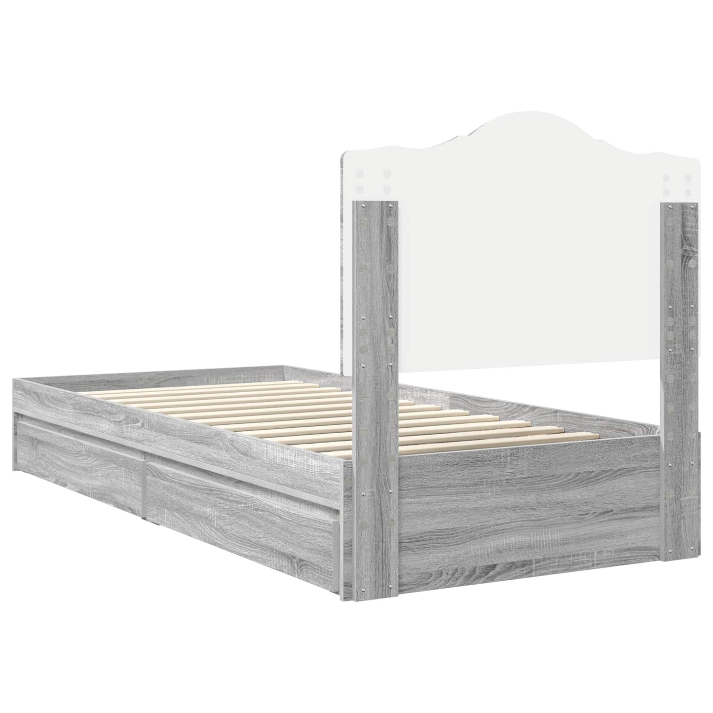 Storage Bed with Drawer Grey Sonoma 90 x 200 cm Engineered Wood