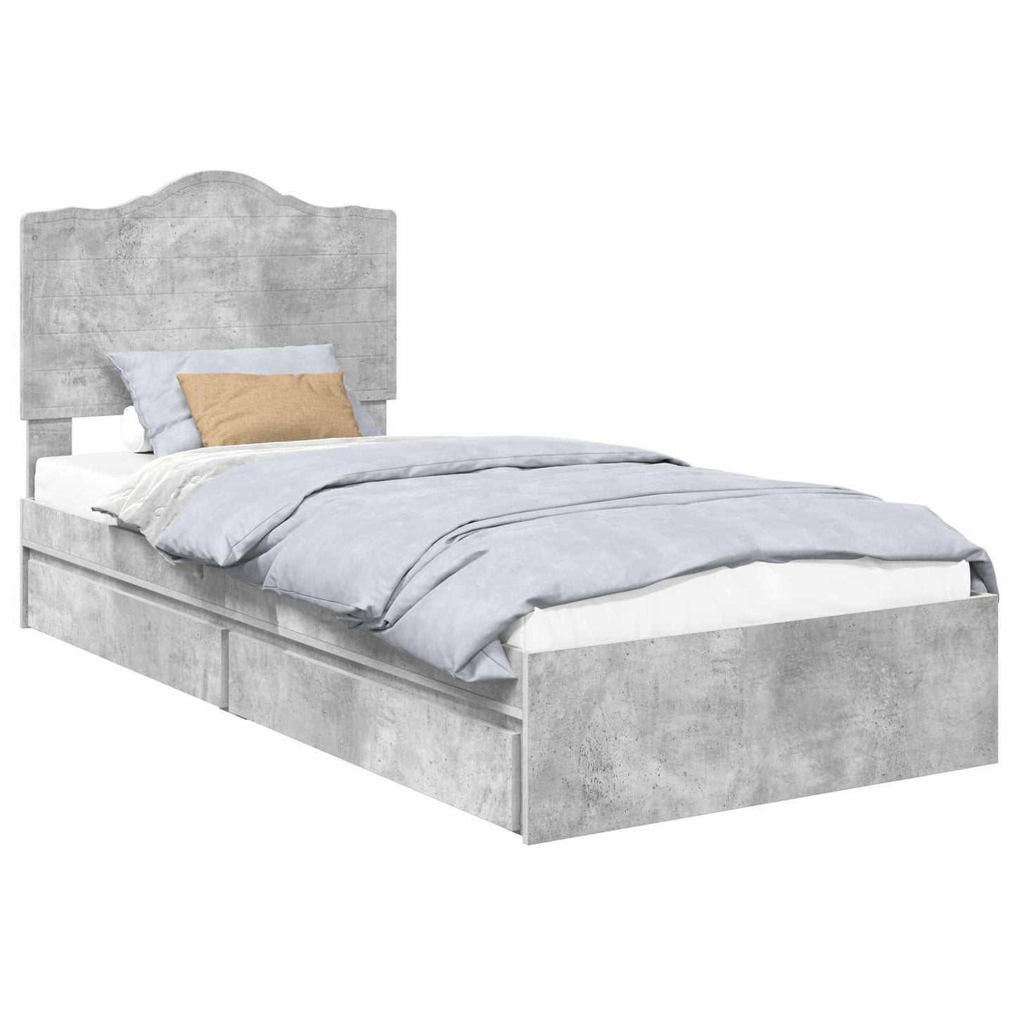 Storage Bed Concrete Grey 90 x 190 cm Engineered Wood