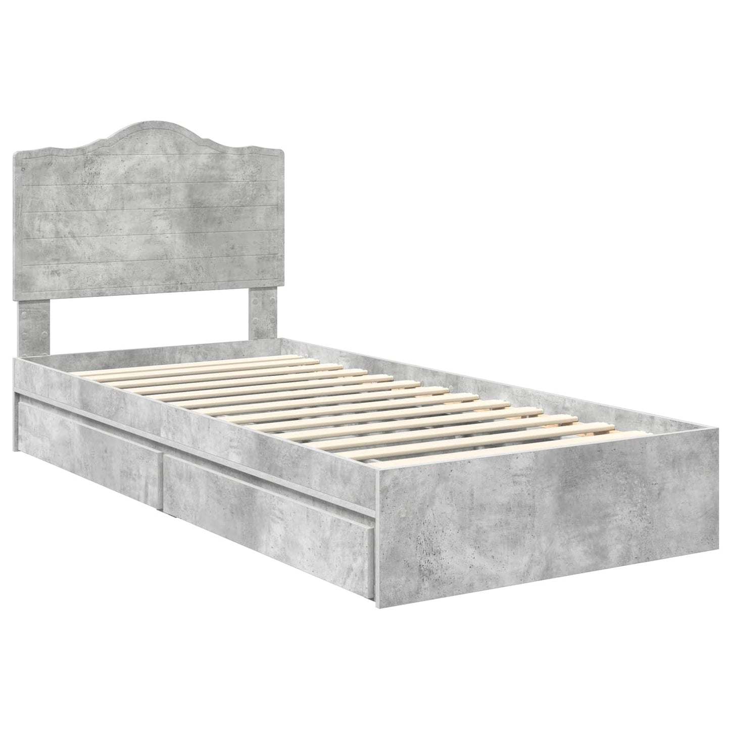 Storage Bed Concrete Grey 90 x 190 cm Engineered Wood
