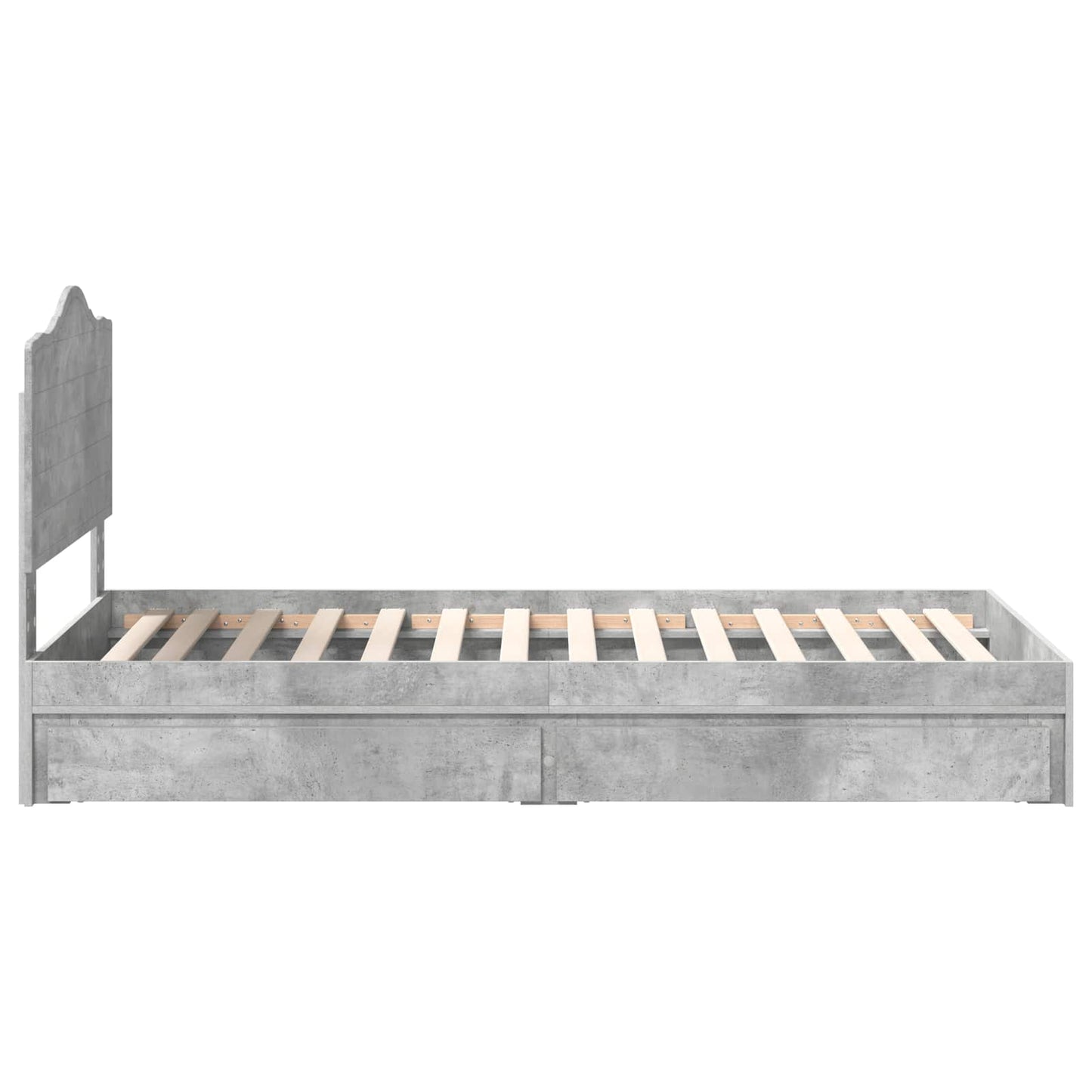 Storage Bed Concrete Grey 90 x 190 cm Engineered Wood