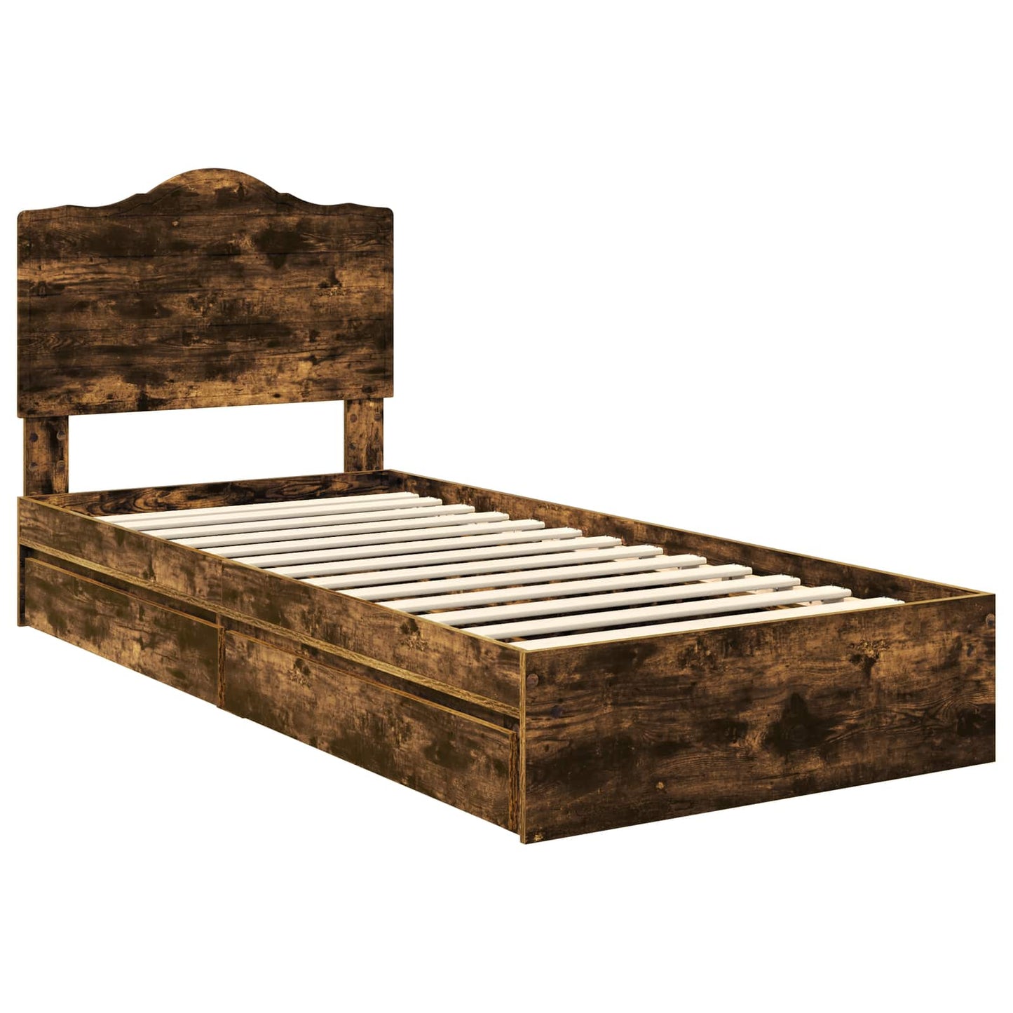 Storage Bed with Drawer Smoked Oak 90 x 190 cm Engineered Wood