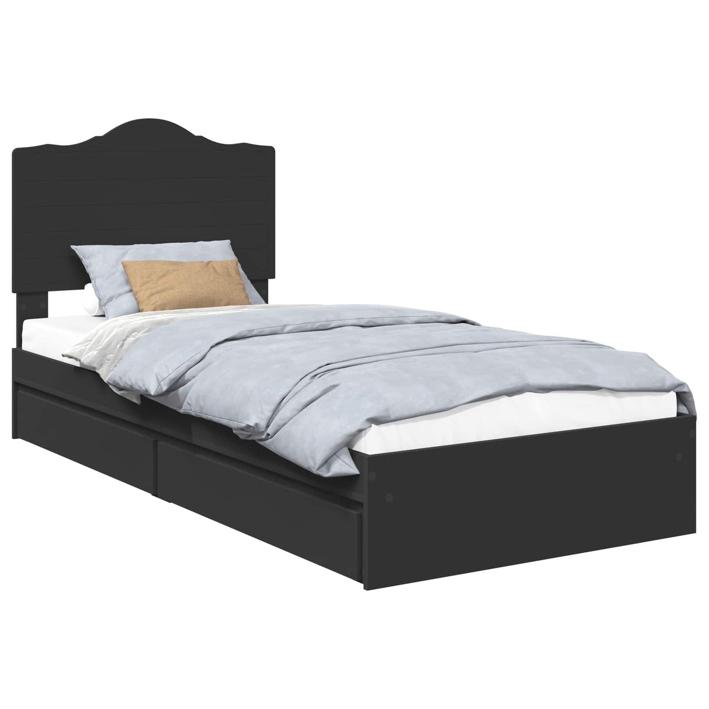 Storage Bed with Drawer Black 70 x 190 cm Engineered Wood