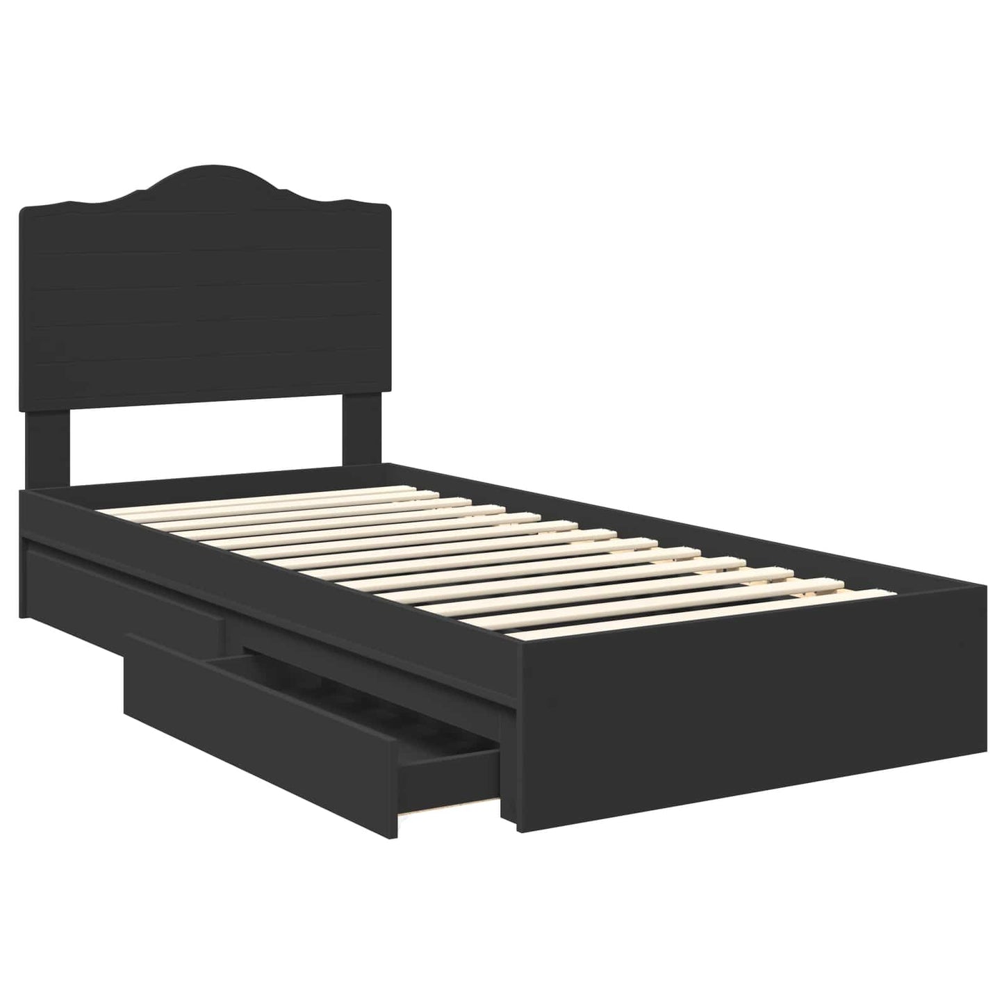 Storage Bed with Drawer Black 70 x 190 cm Engineered Wood