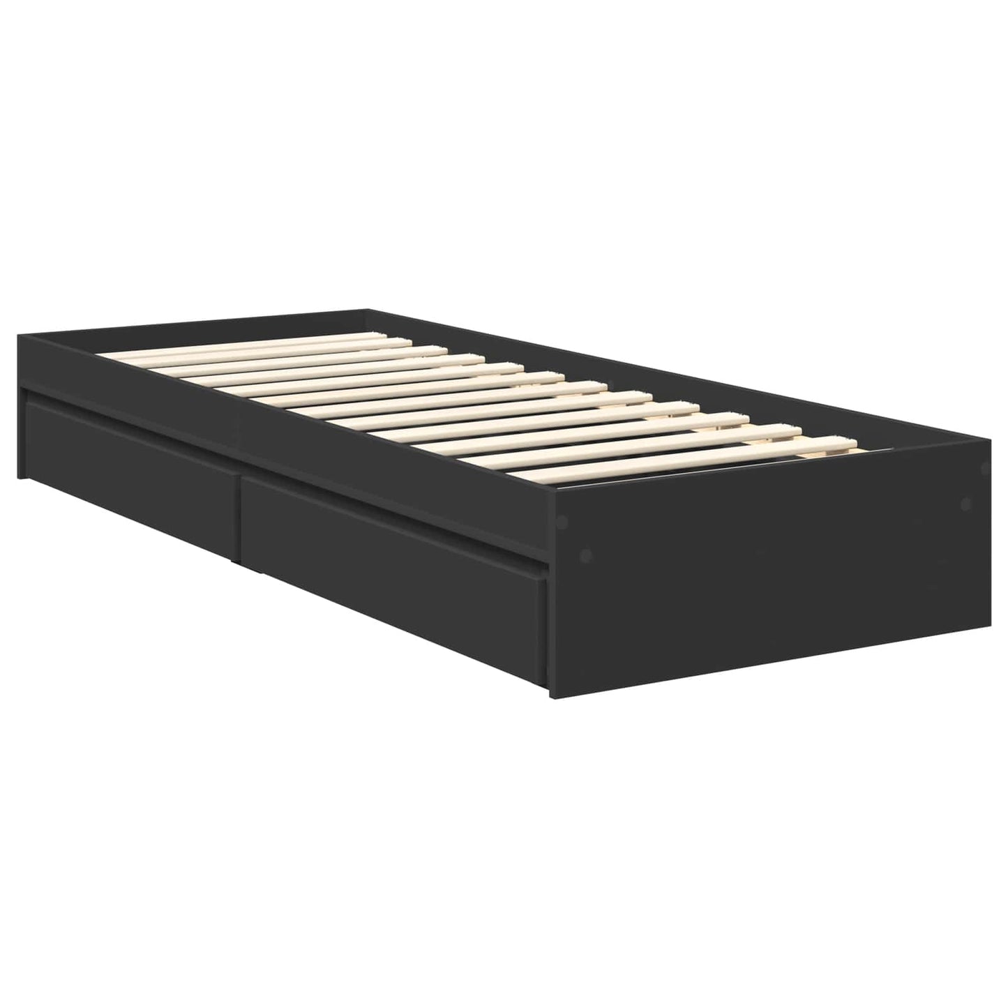 Storage Bed with Drawer Black 70 x 190 cm Engineered Wood