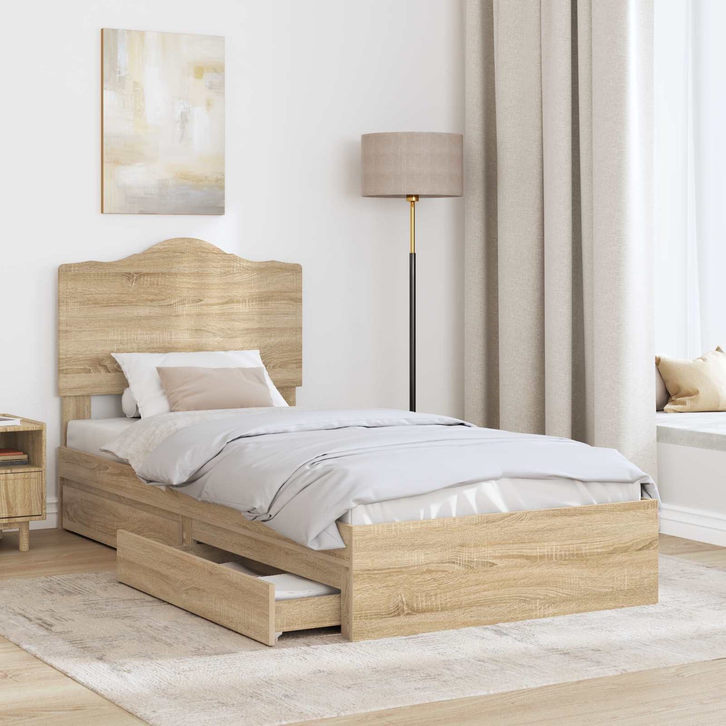 Storage Bed with Drawer Sonoma Oak 70 x 190 cm Engineered Wood